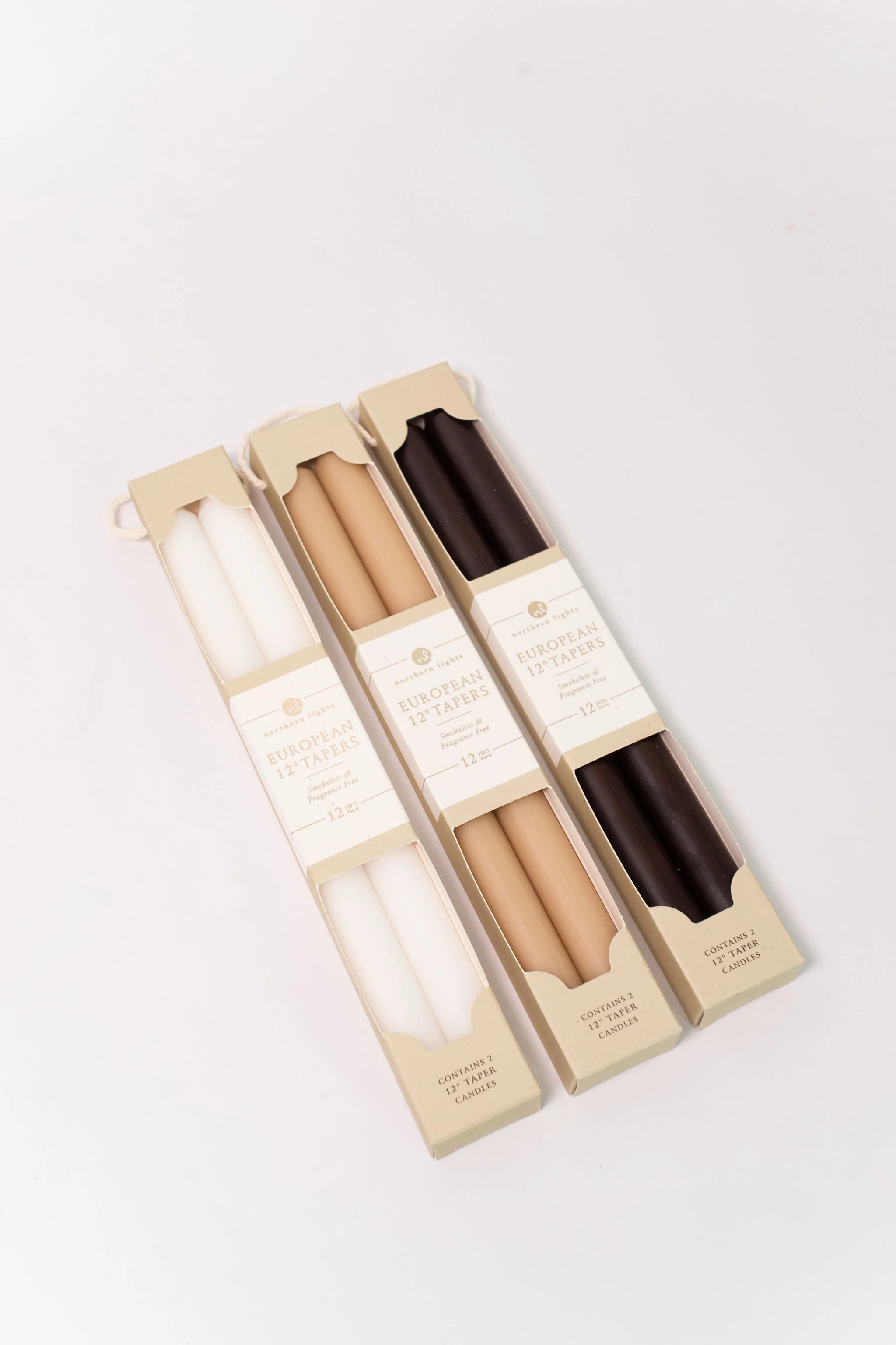 12" Taper Candles - Set of 2 - Tan - Image 3