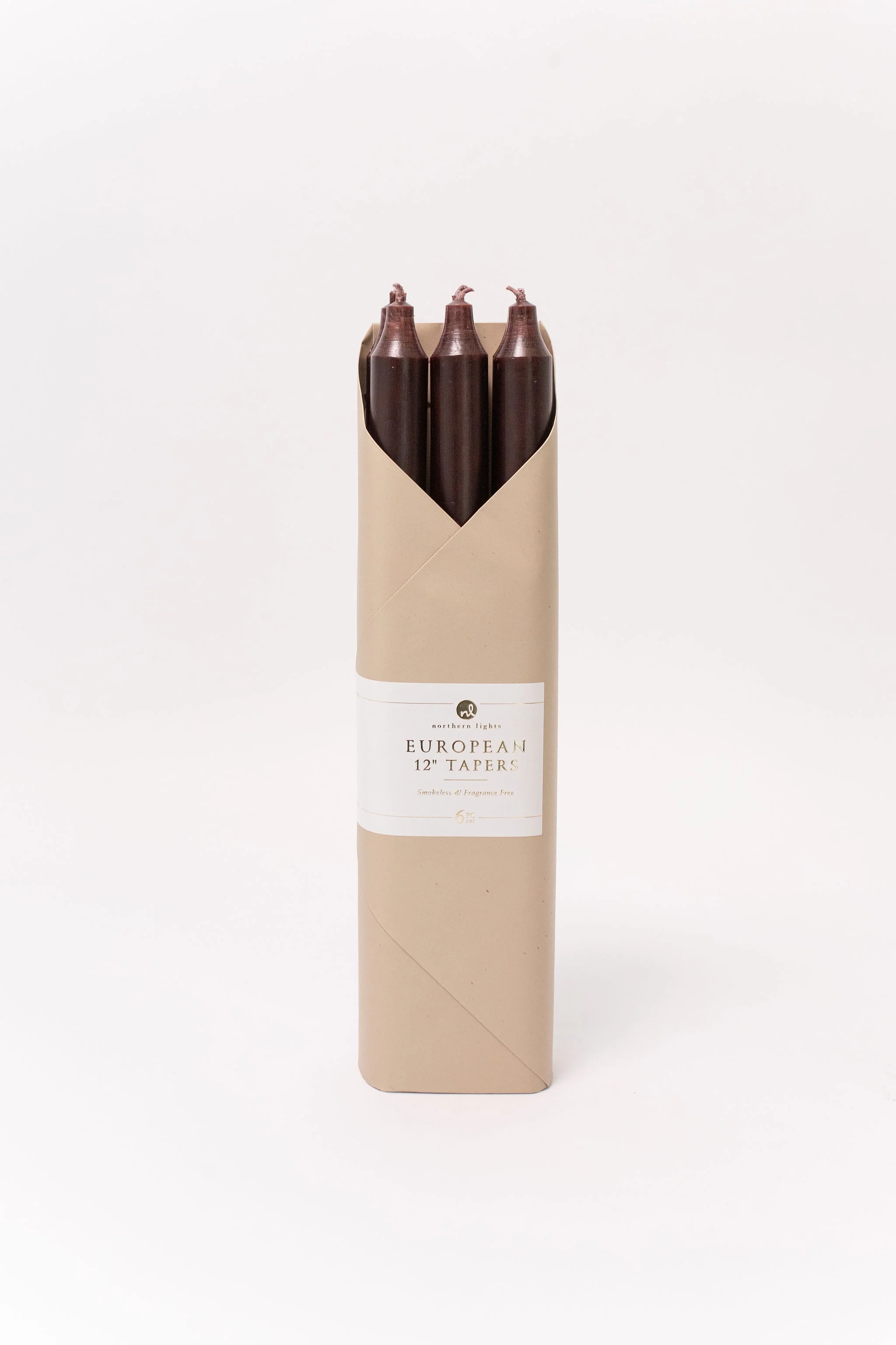 12" Taper Candles - Set of 6 - Brown