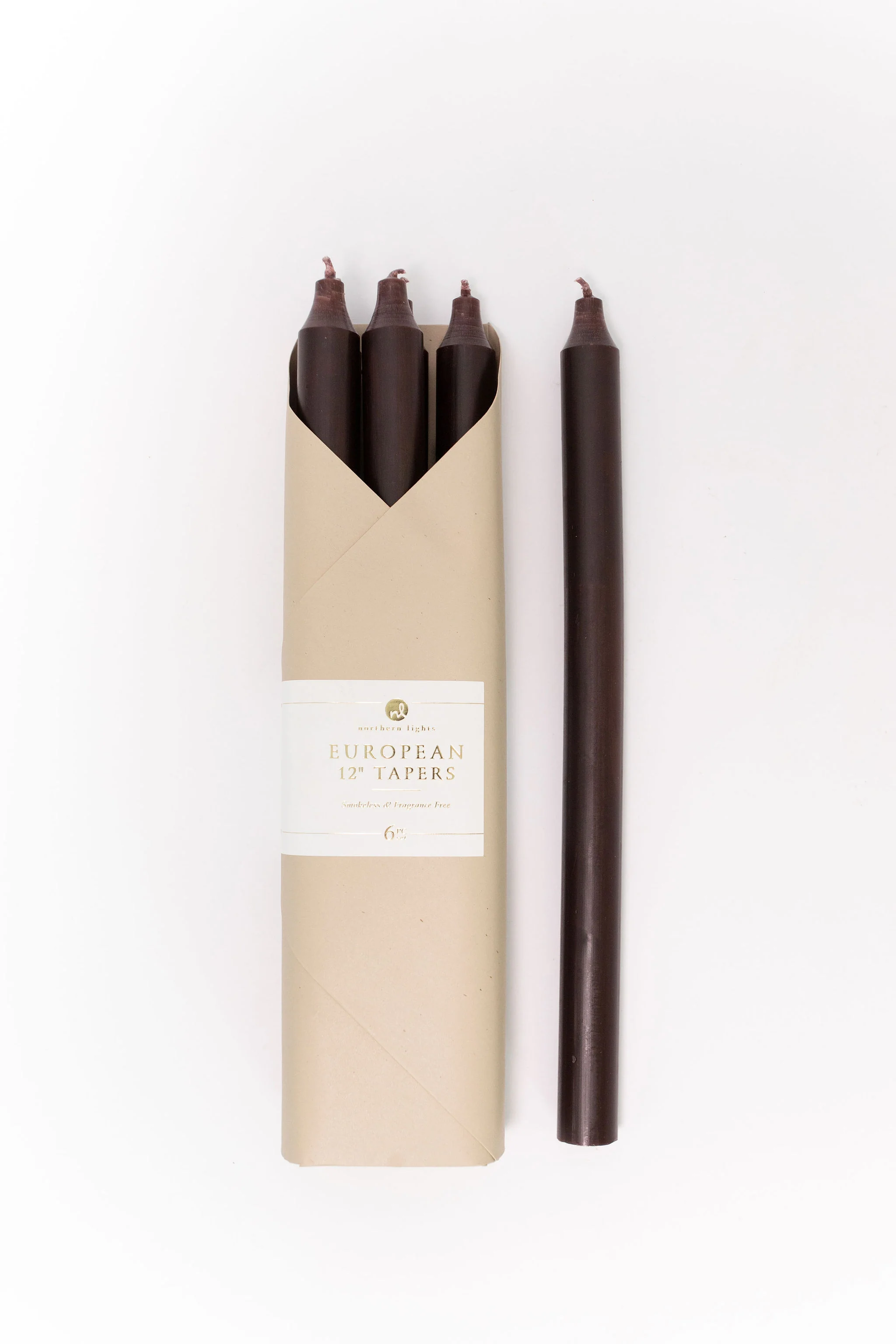 12" Taper Candles - Set of 6 - Brown - Image 4