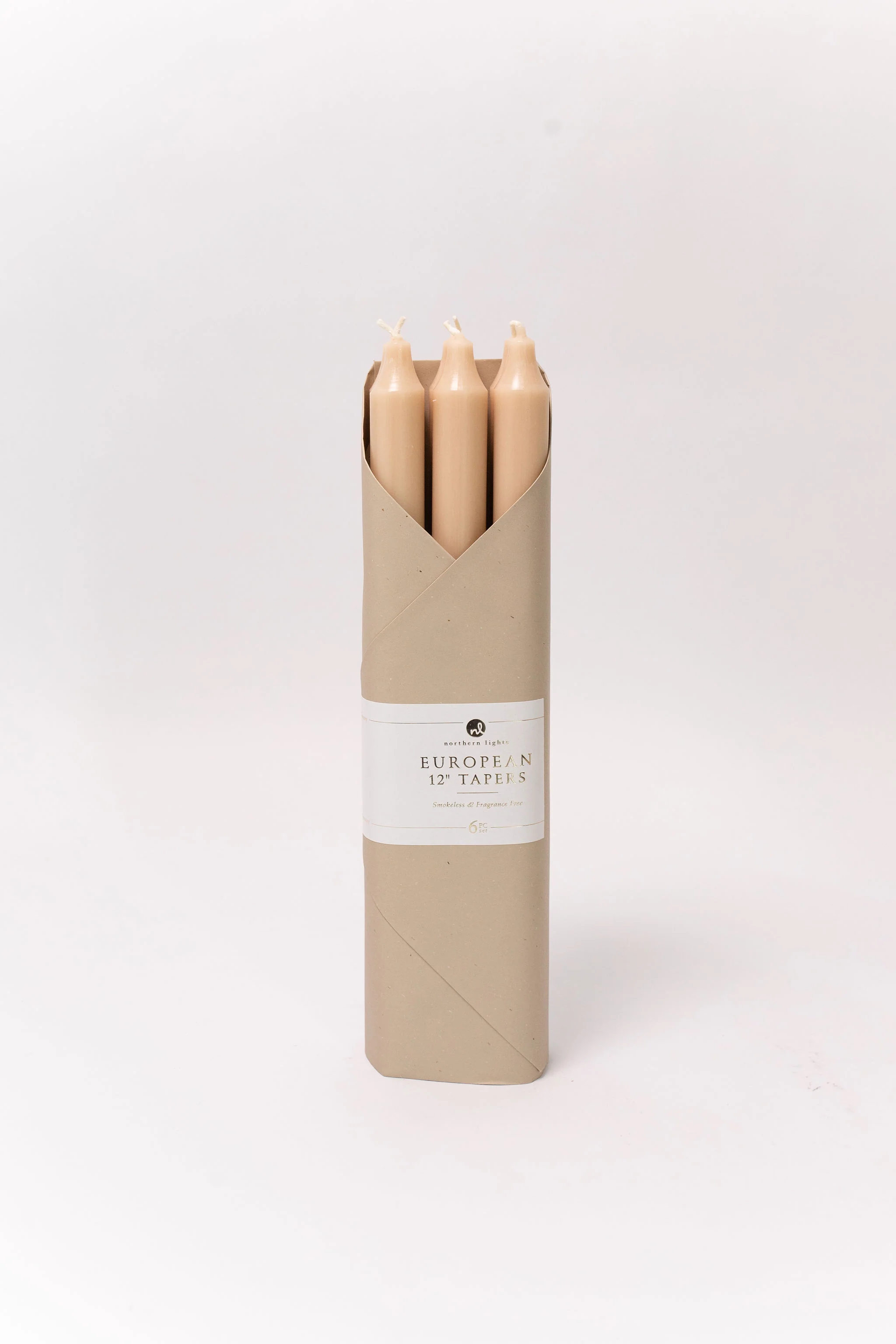 12" Taper Candles - Set of 6 - Tan