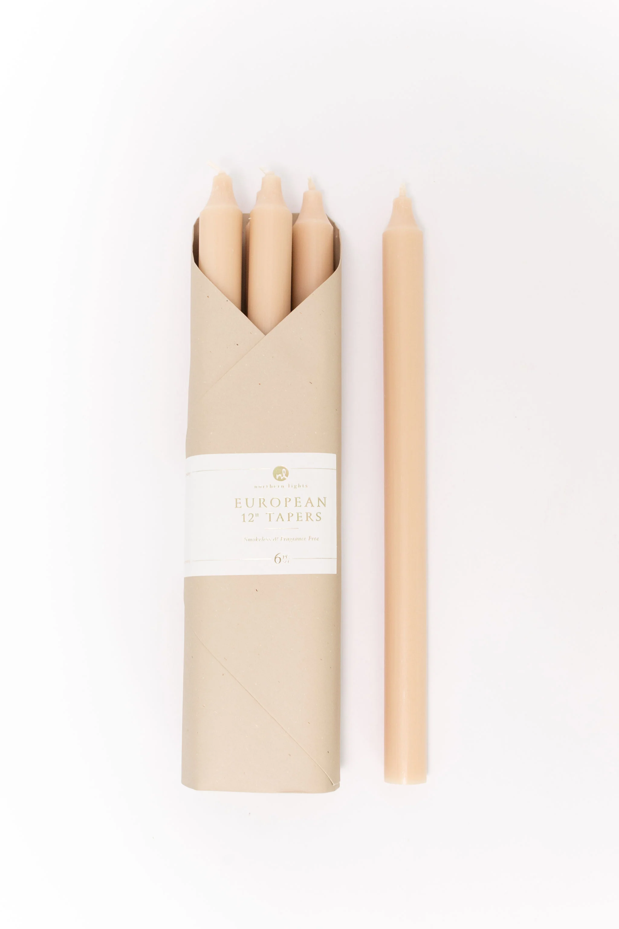 12" Taper Candles - Set of 6 - Tan - Image 4