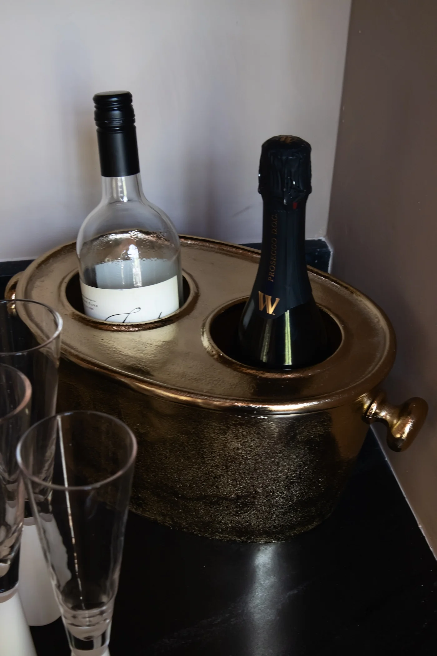 2-Bottle Metal Wine Holder - Gold