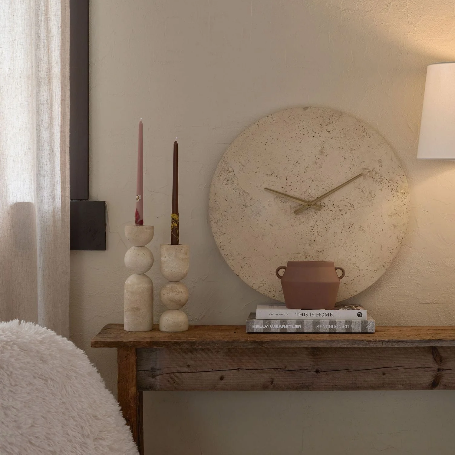 Amarena Travertine Candle Holder - Set of 2 - Image 2