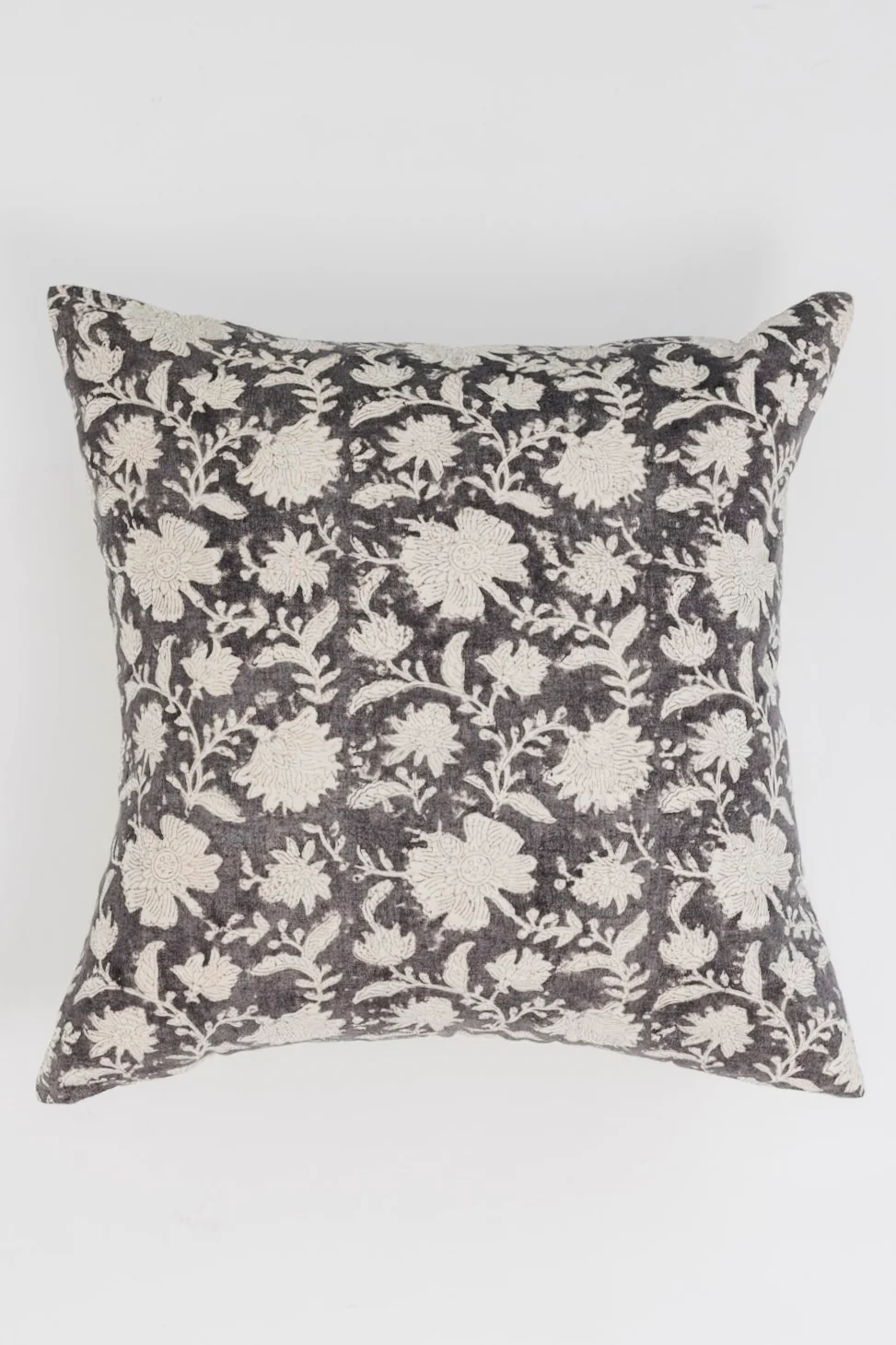 Block Print Floral Pillow - 20"x20"