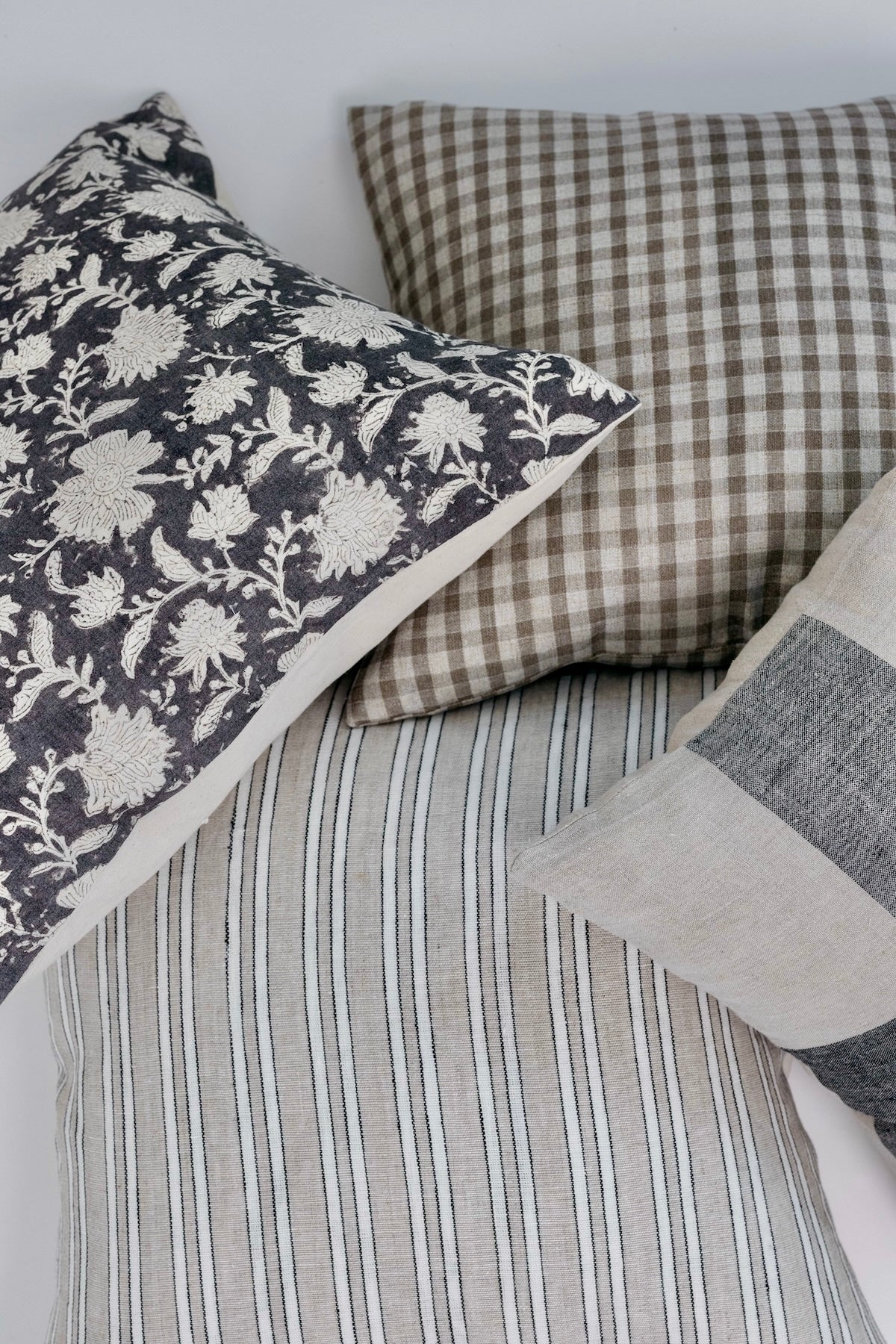 Block Print Floral Pillow - 20"x20" - Image 3