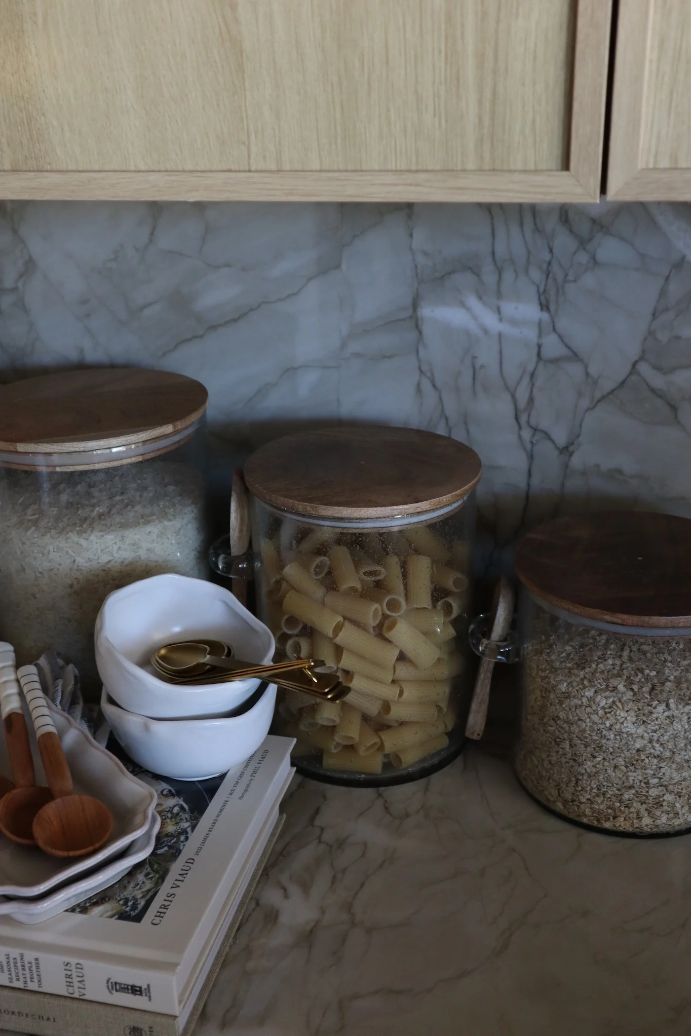 Bubble Glass Canister with Wooden Spoon - 3 Sizes