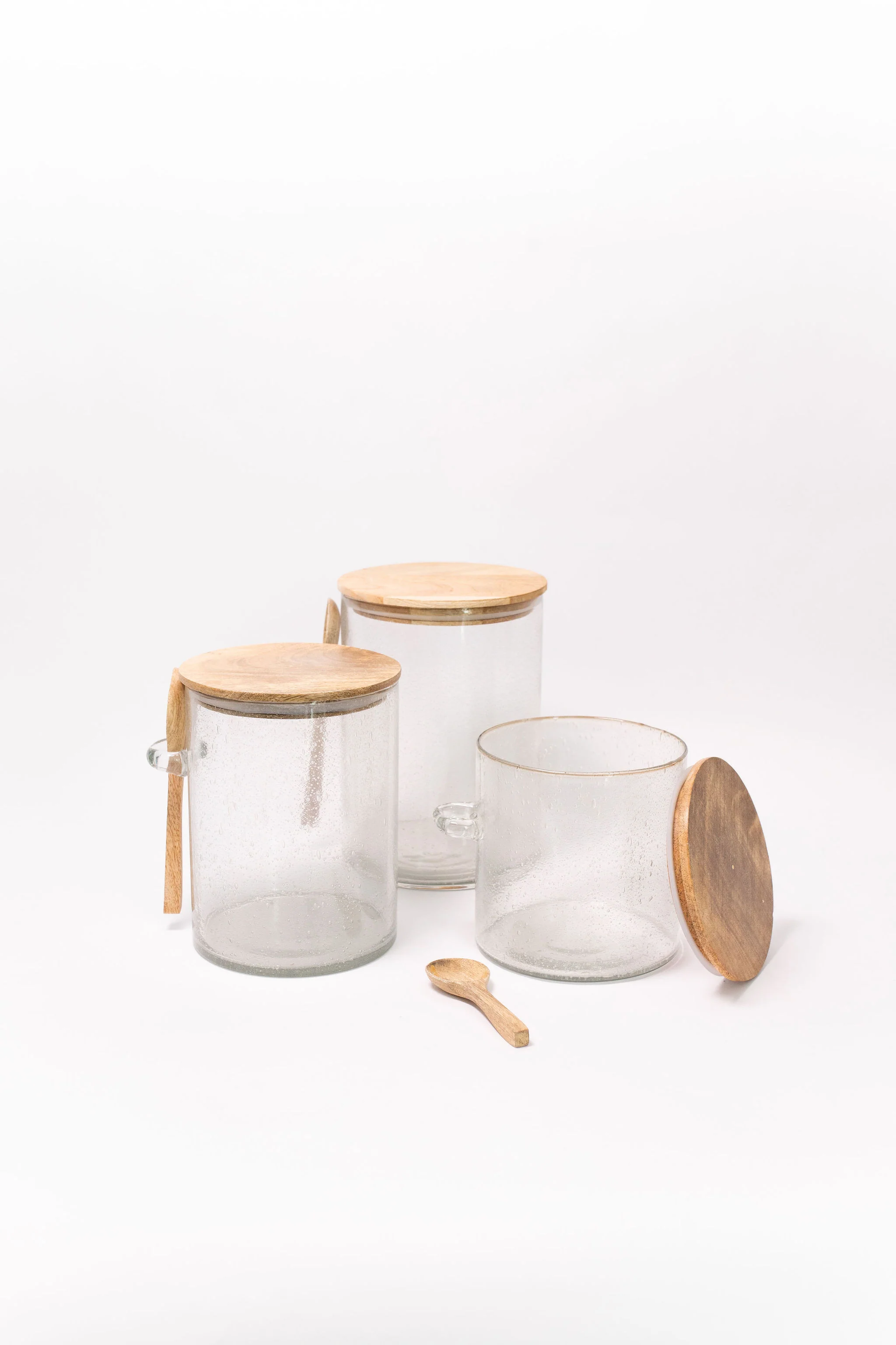 Bubble Glass Canister with Wooden Spoon - 3 Sizes - Image 3