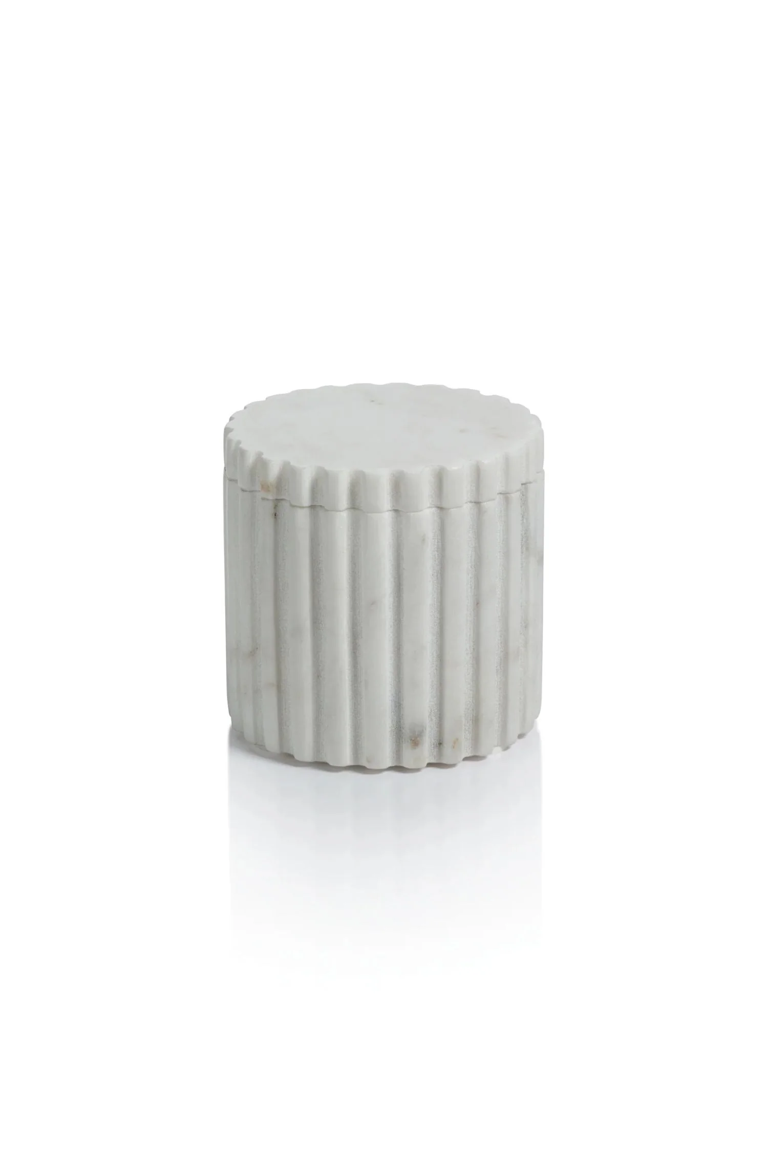 Calabria Fluted White Marble Canister