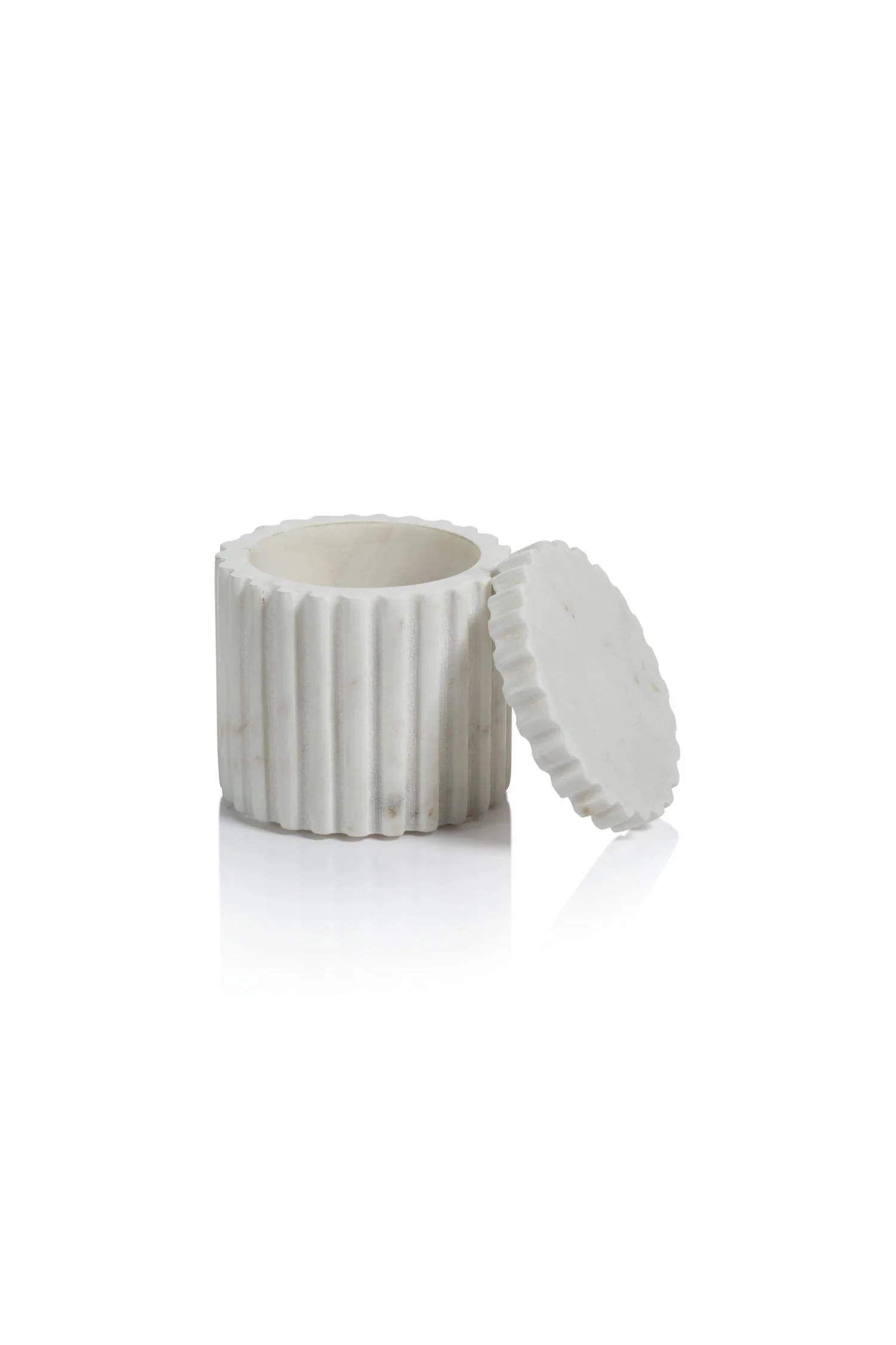 Calabria Fluted White Marble Canister - Image 2