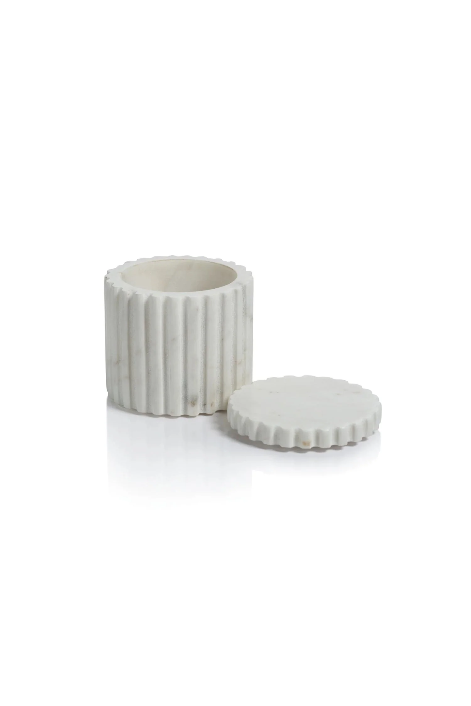 Calabria Fluted White Marble Canister - Image 3
