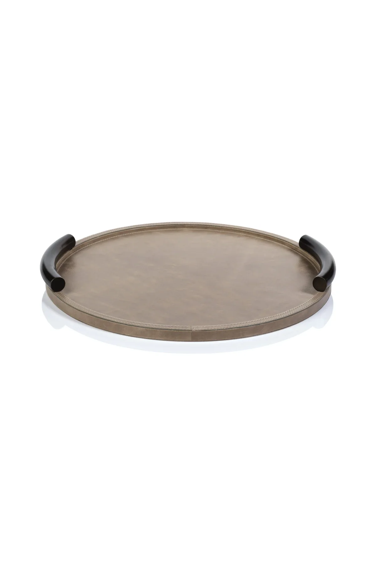 Cameroon Round Mink Leather Serving Tray