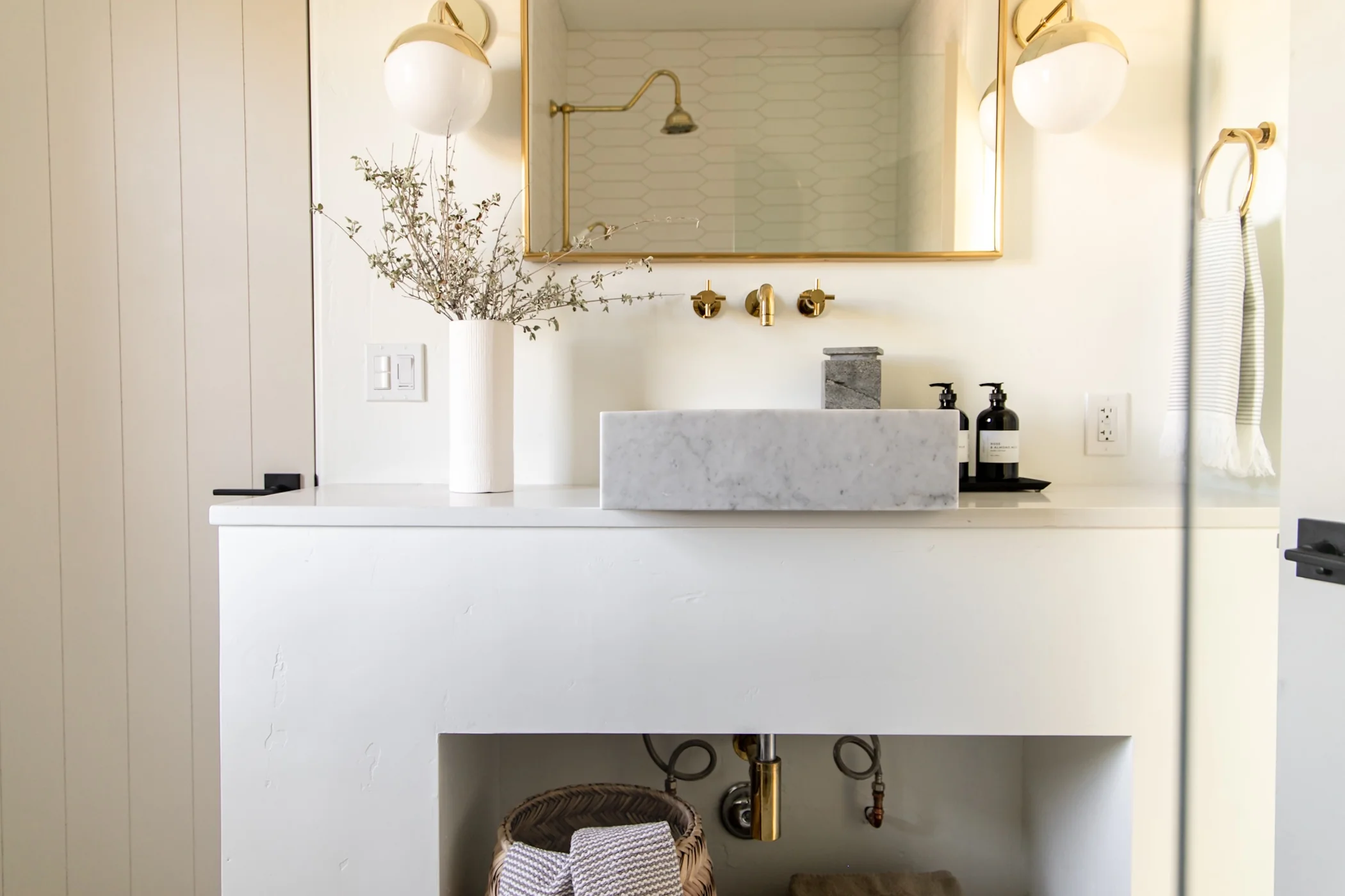 Concord Round Wall Mount Bathroom Faucet with Cross Handles - Image 4