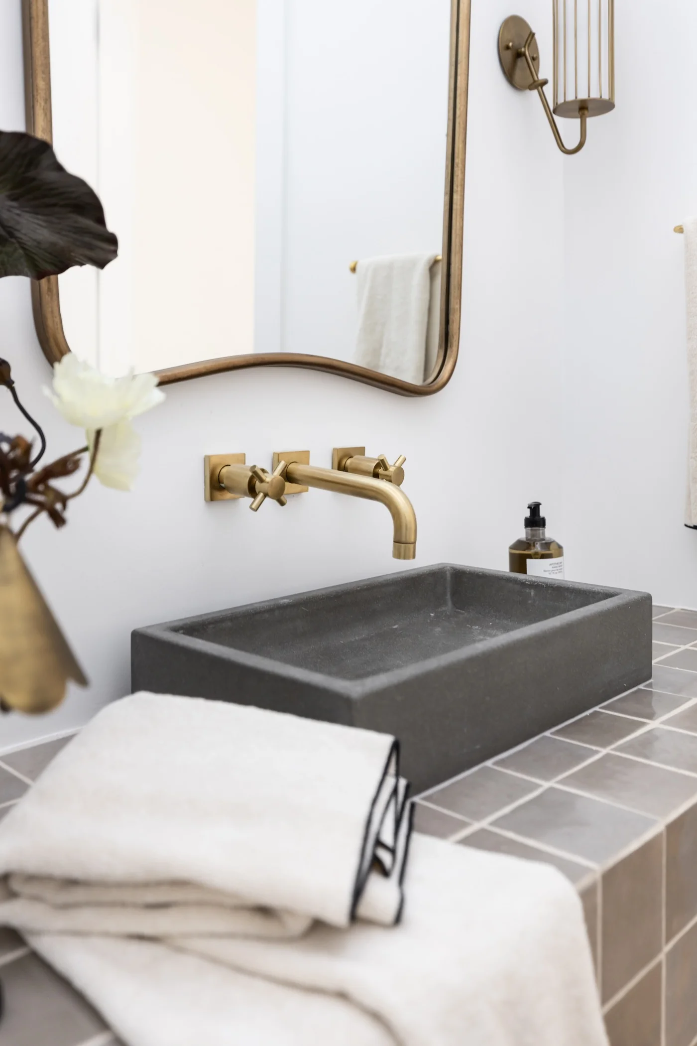 Concord Square Wall Mount Bathroom Faucet with Cross Handles