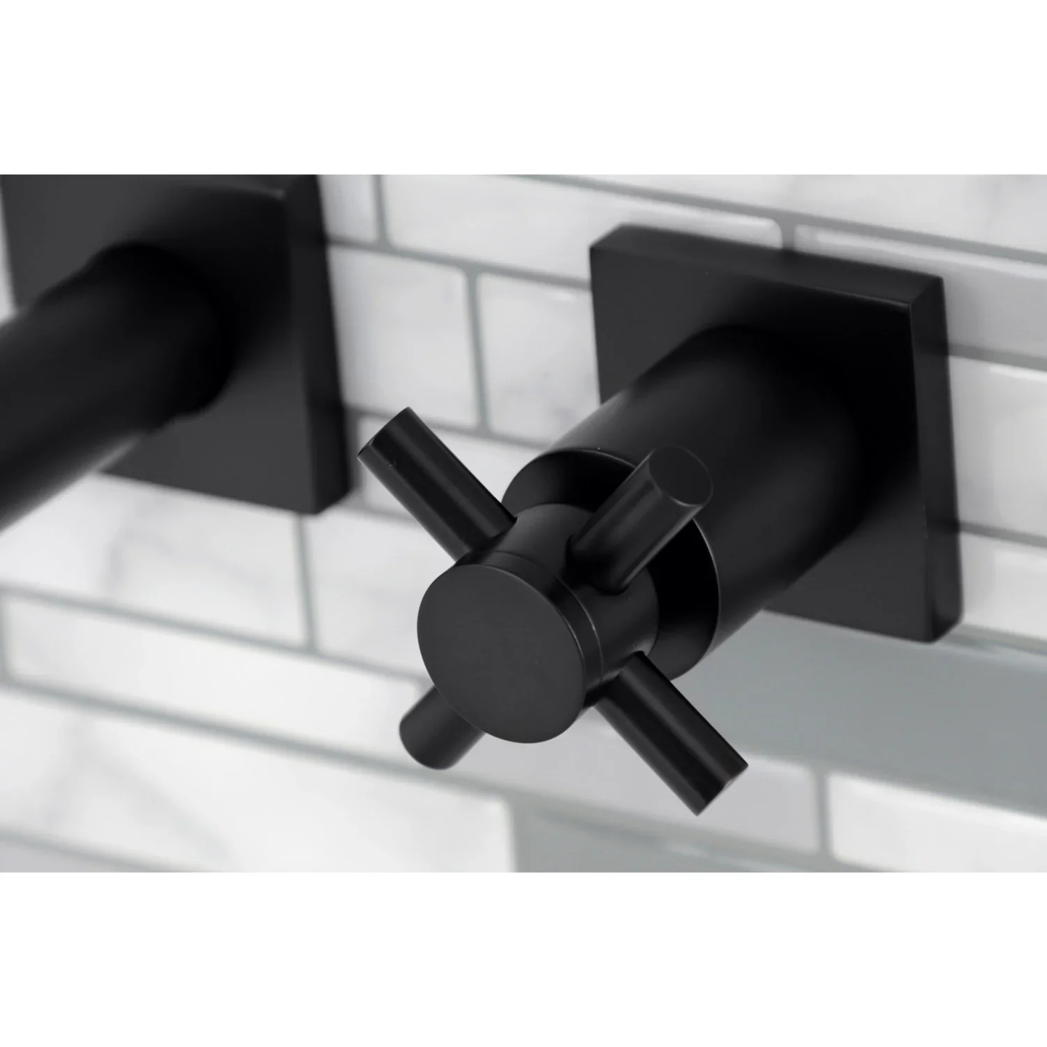 Concord Square Wall Mount Bathroom Faucet with Cross Handles - Image 14