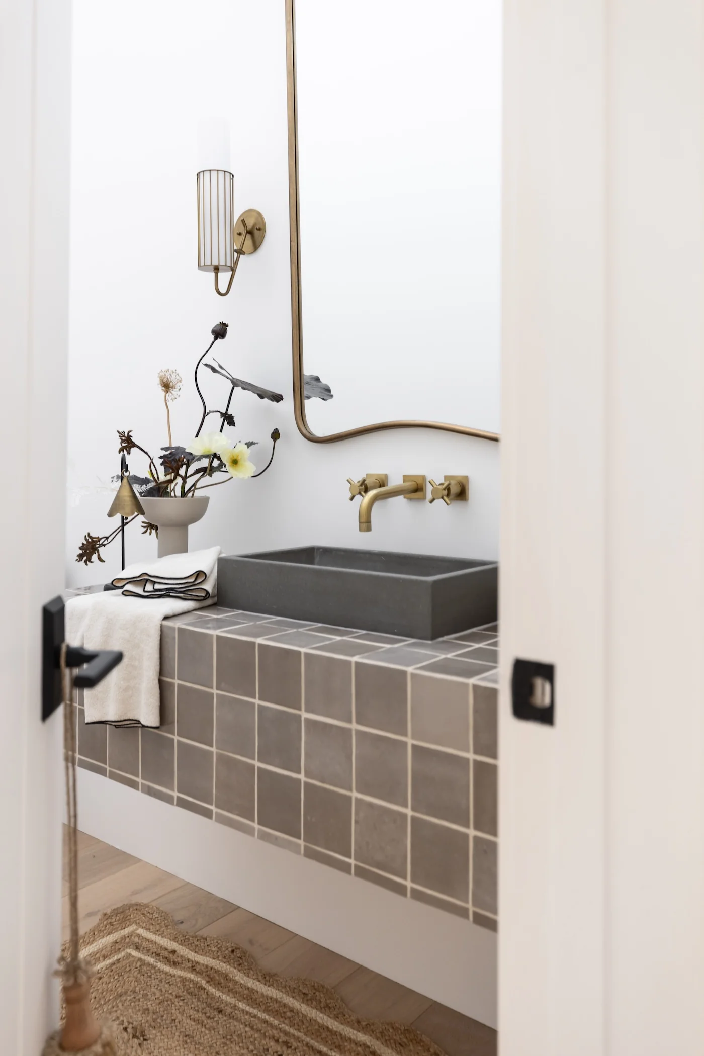 Concord Square Wall Mount Bathroom Faucet with Cross Handles - Image 3