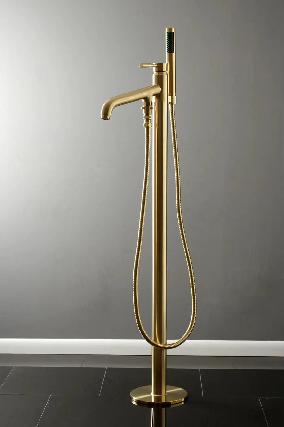 Concord Straight Freestanding Tub Faucet with Hand Shower - Image 2