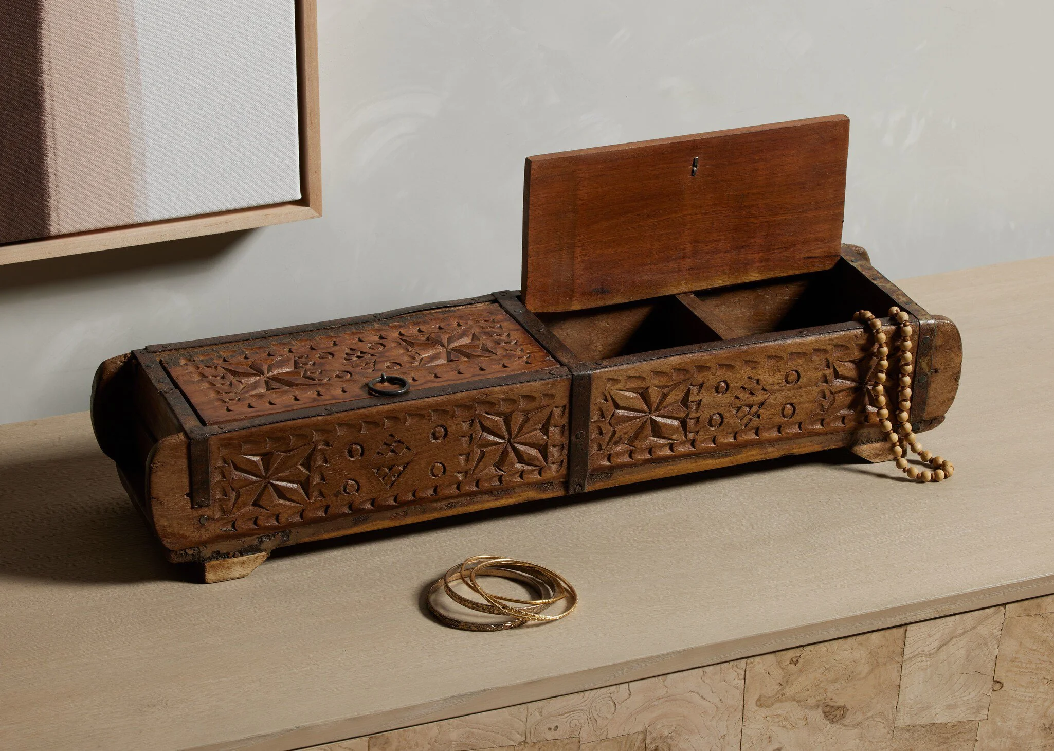 Found Carved Wooden Box - Image 12