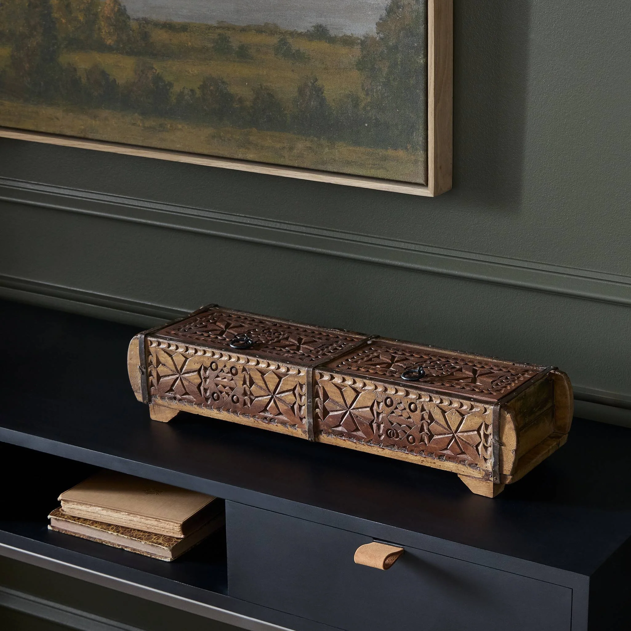Found Carved Wooden Box - Image 2