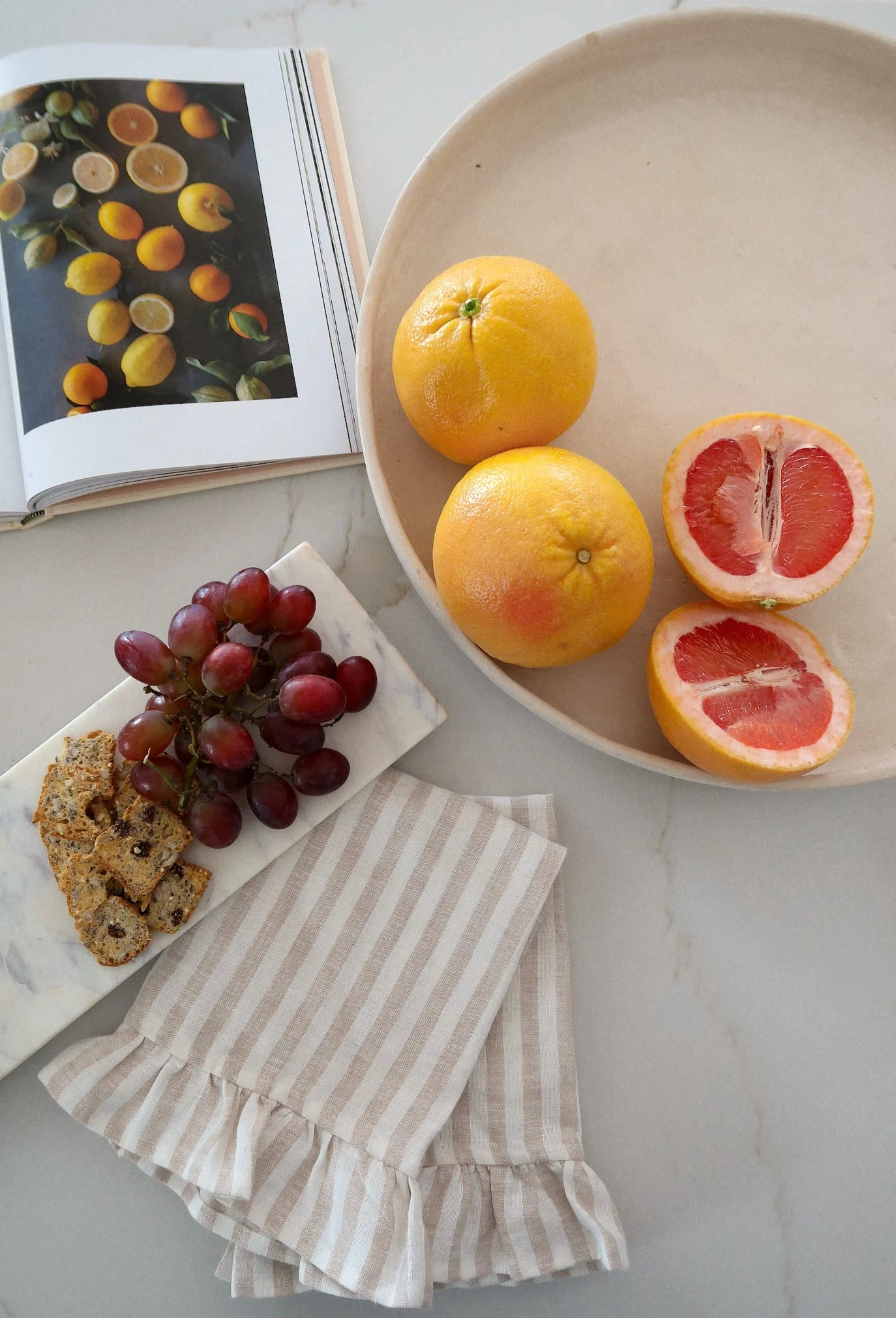 Germaine Striped Ruffle Tea Towel - Beige - Image 4
