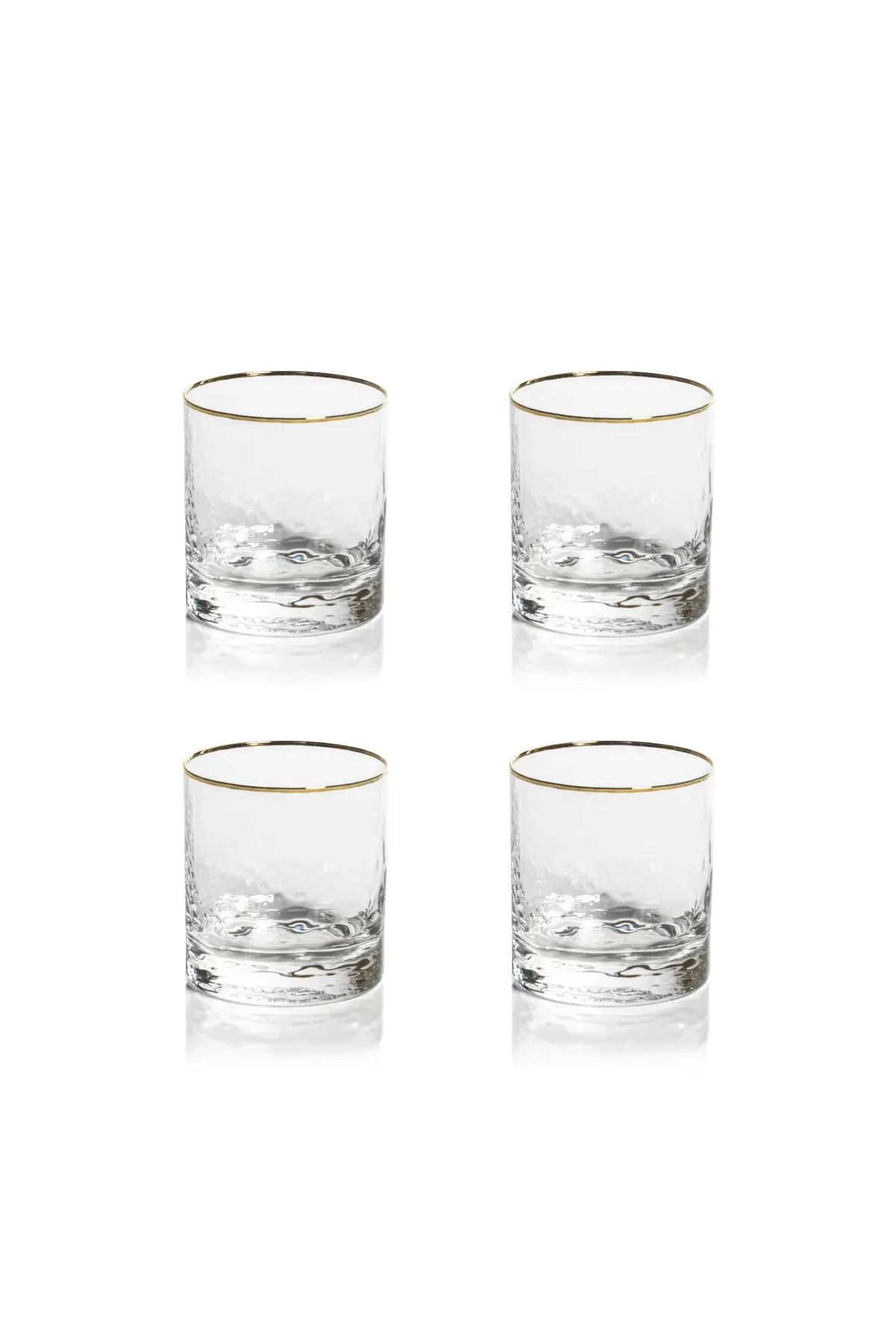 Gold Rim Hammered Glasses - Set of 4 - 2 Types - Image 2