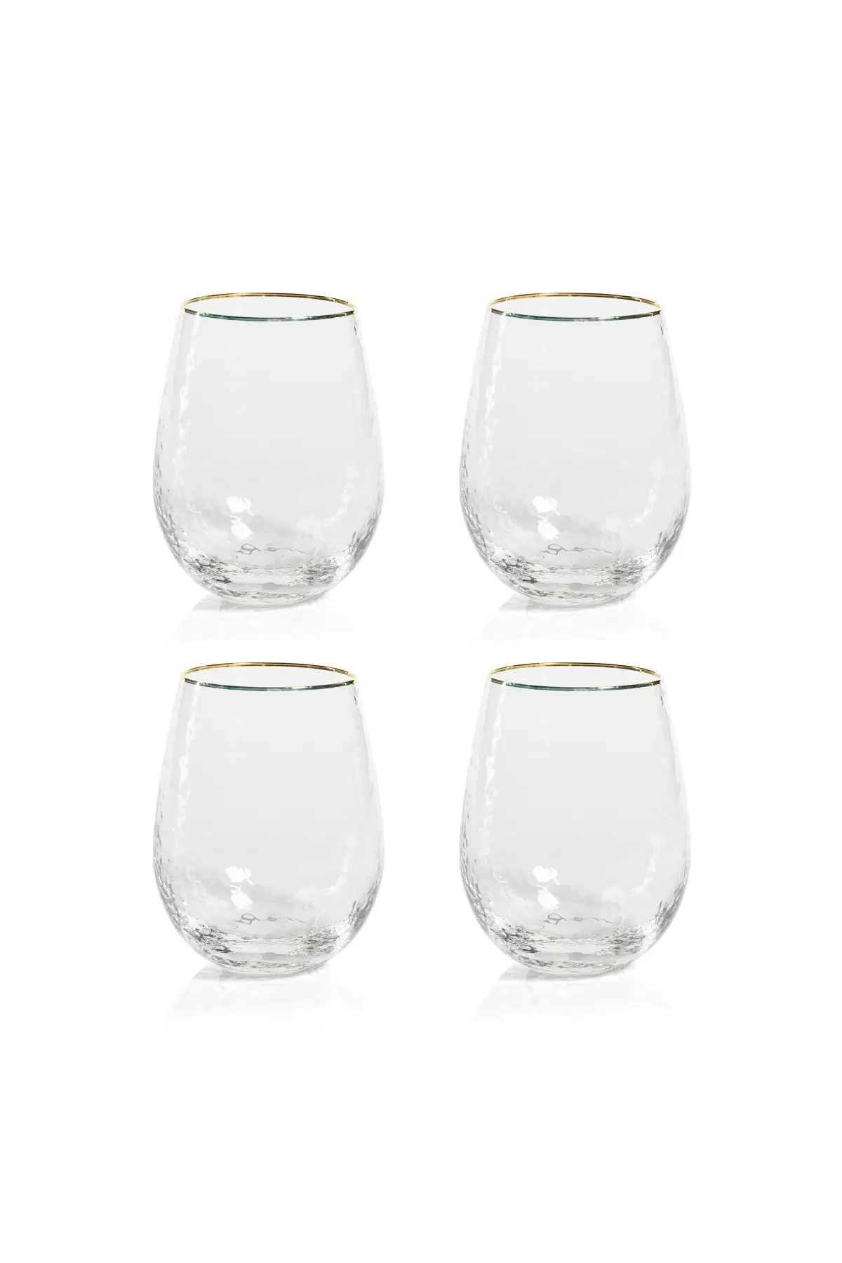 Gold Rim Stemless All Purpose Glasses - Set of 4 - Image 2