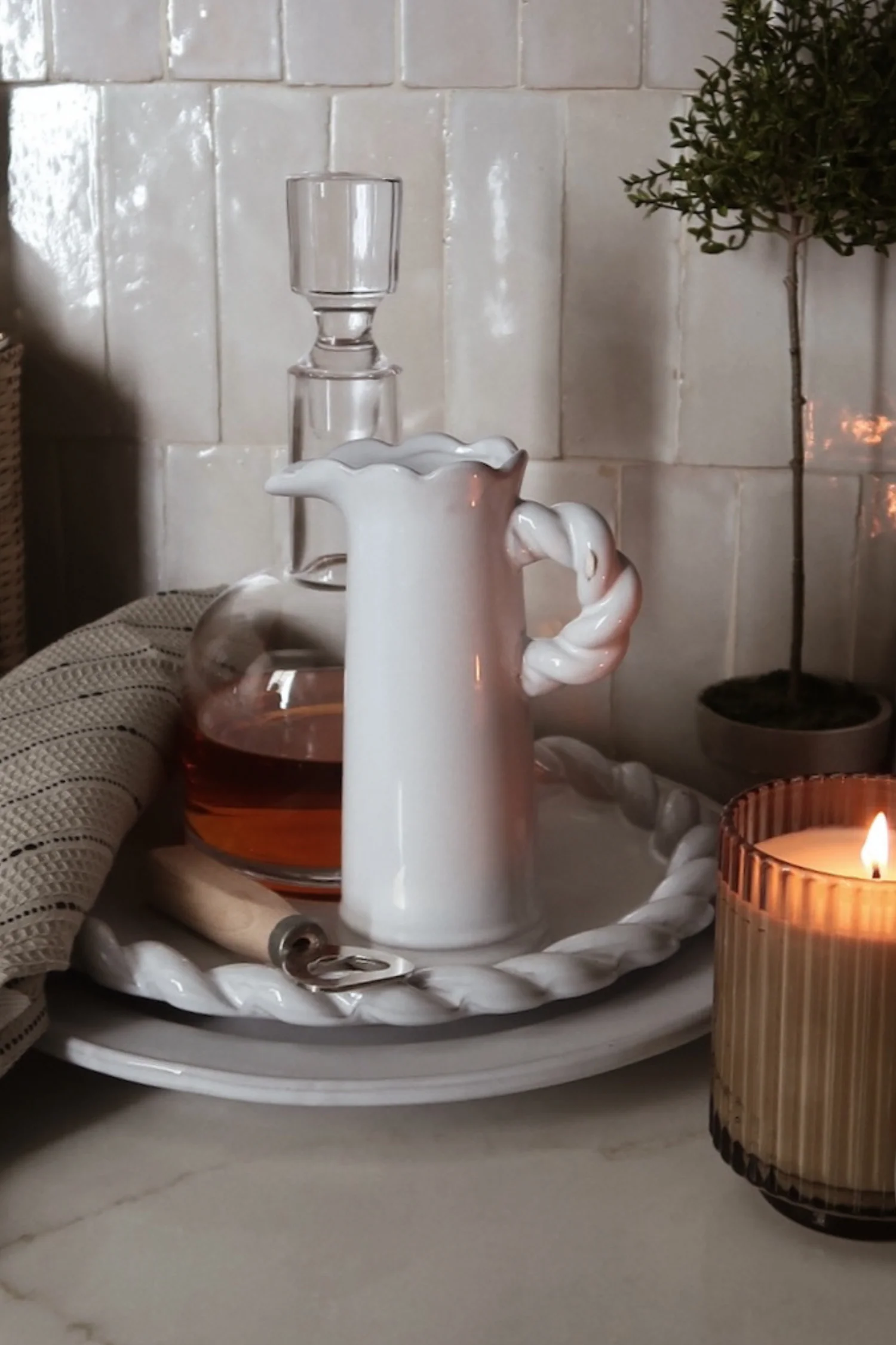 Kaylee Twisted Handle Mini Pitcher Vase