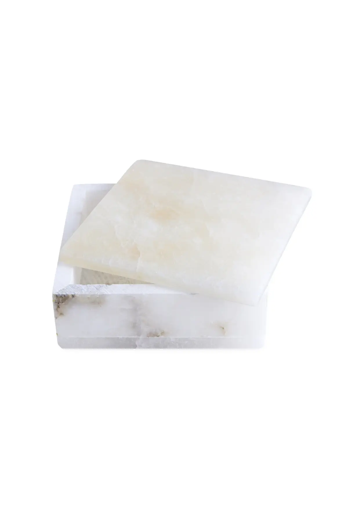 Keeper Alabaster Square Box - White