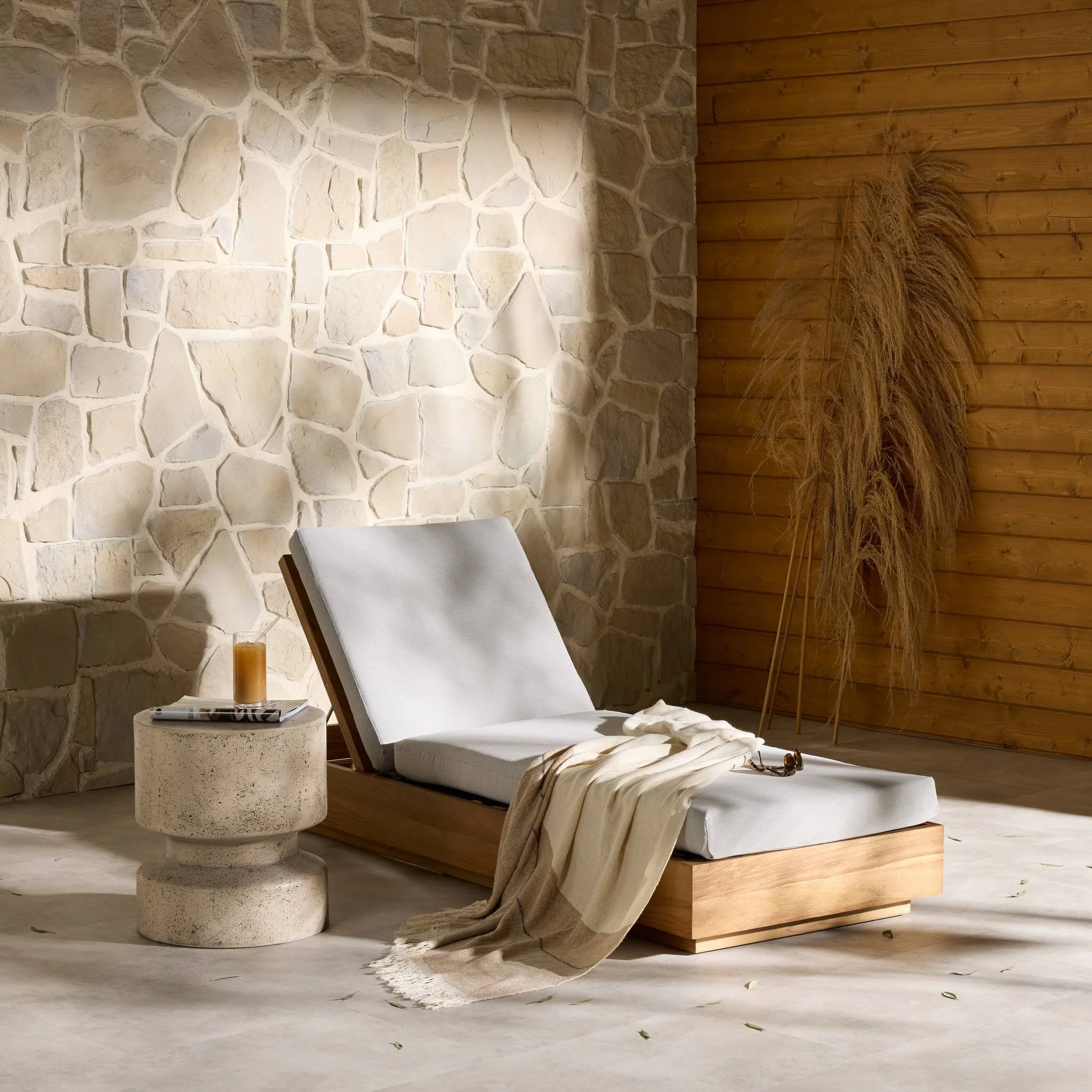 Kinta Outdoor Chaise Lounge - Stone - Image 7