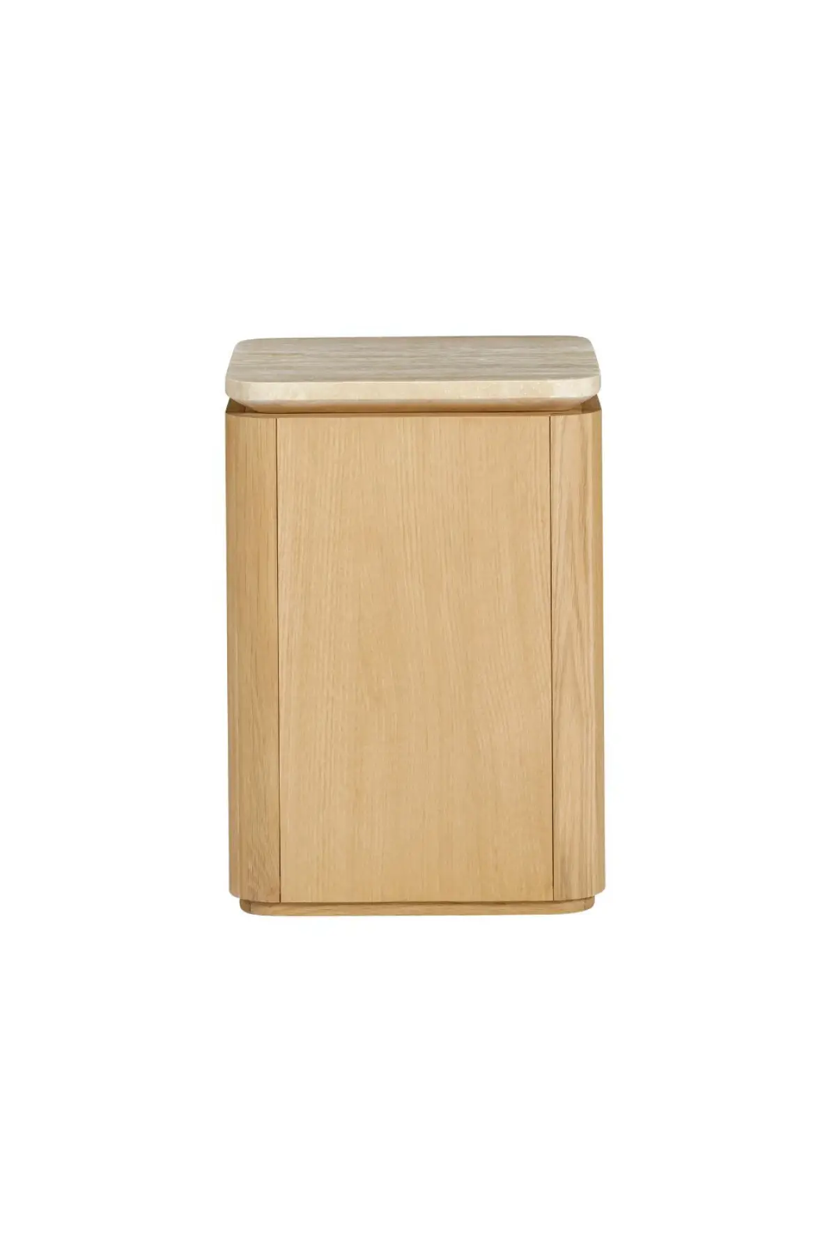 Marisol Oak & Travertine Side Table