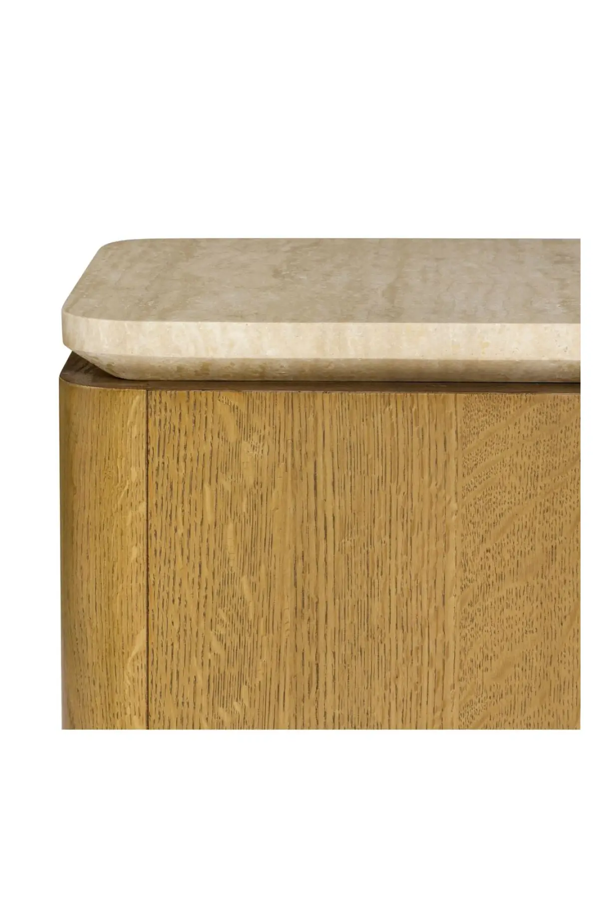 Marisol Oak & Travertine Side Table - Image 10