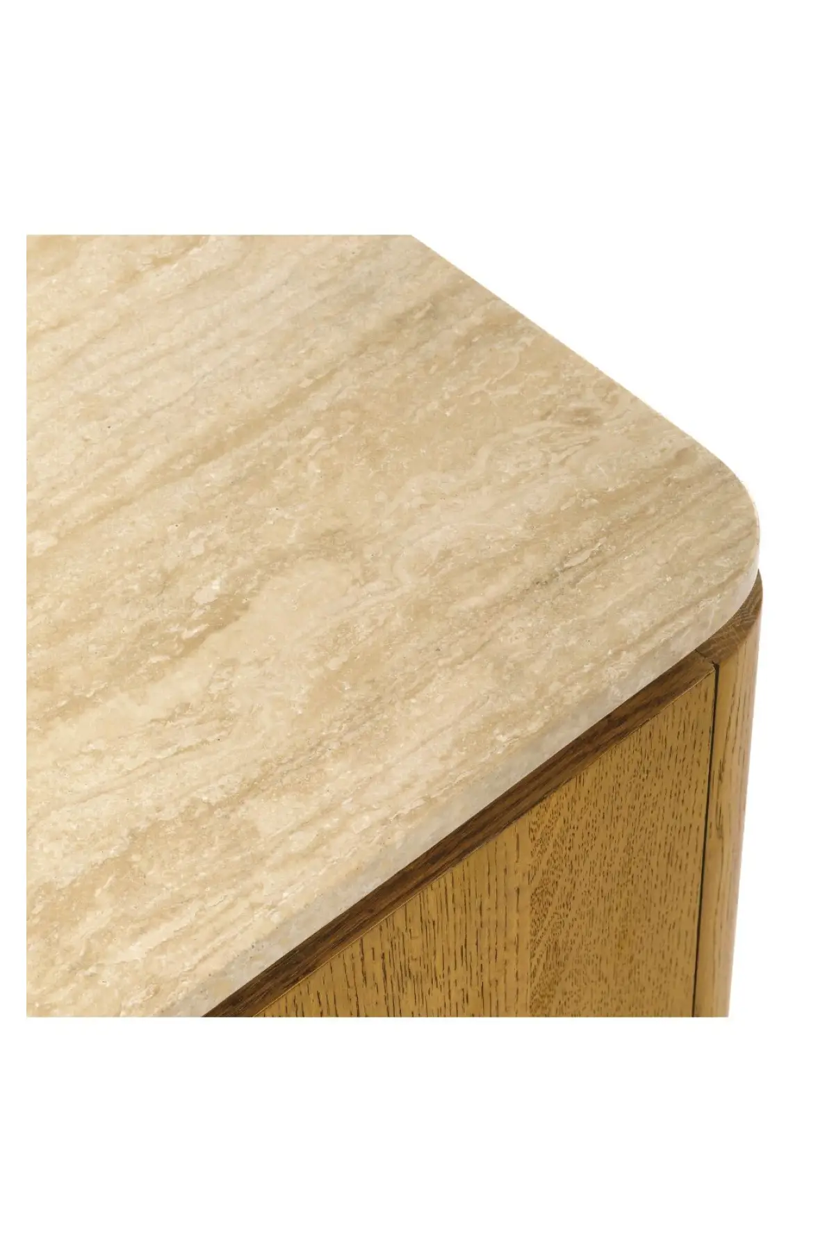 Marisol Oak & Travertine Side Table - Image 11