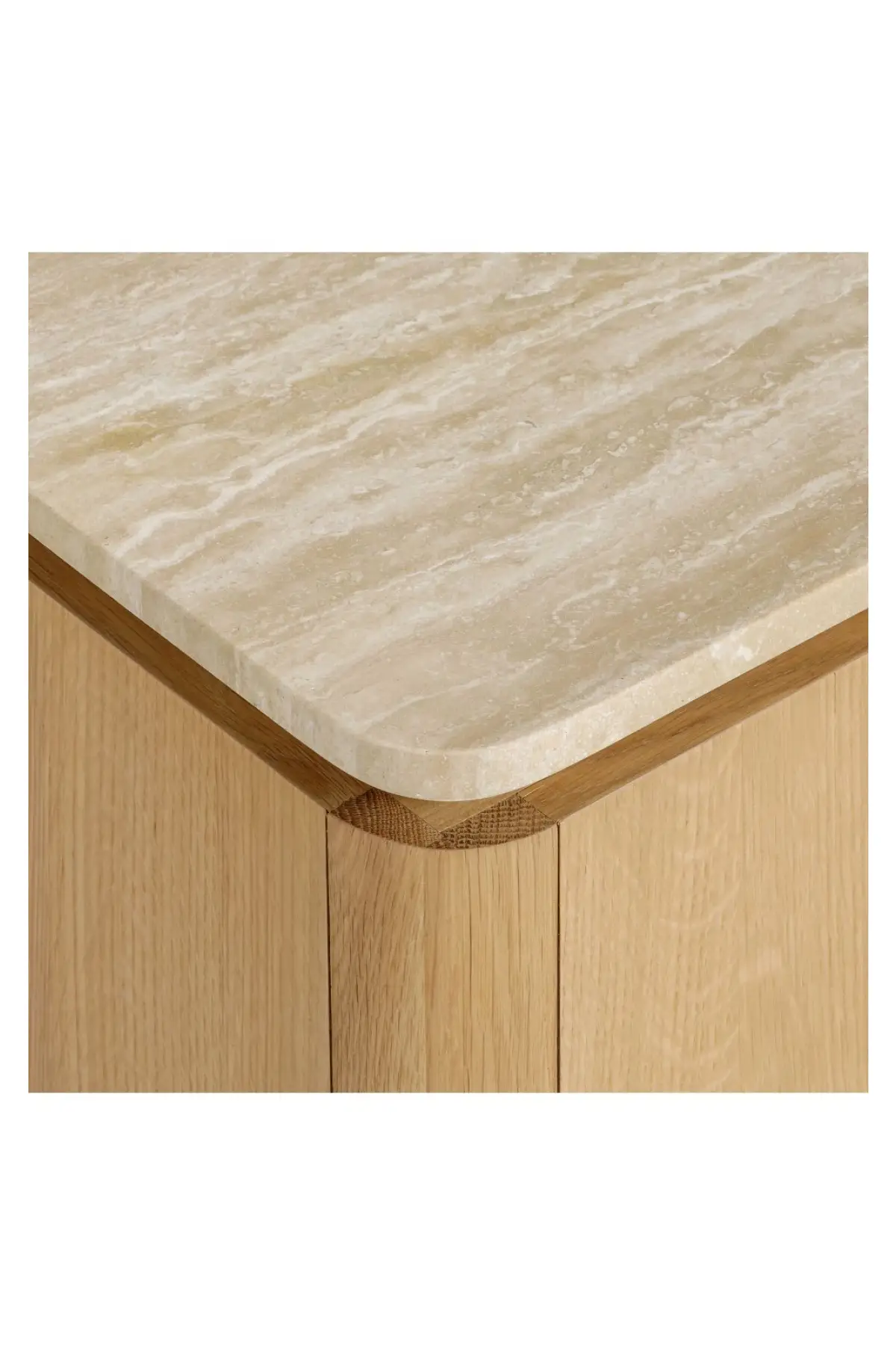Marisol Oak & Travertine Side Table - Image 4