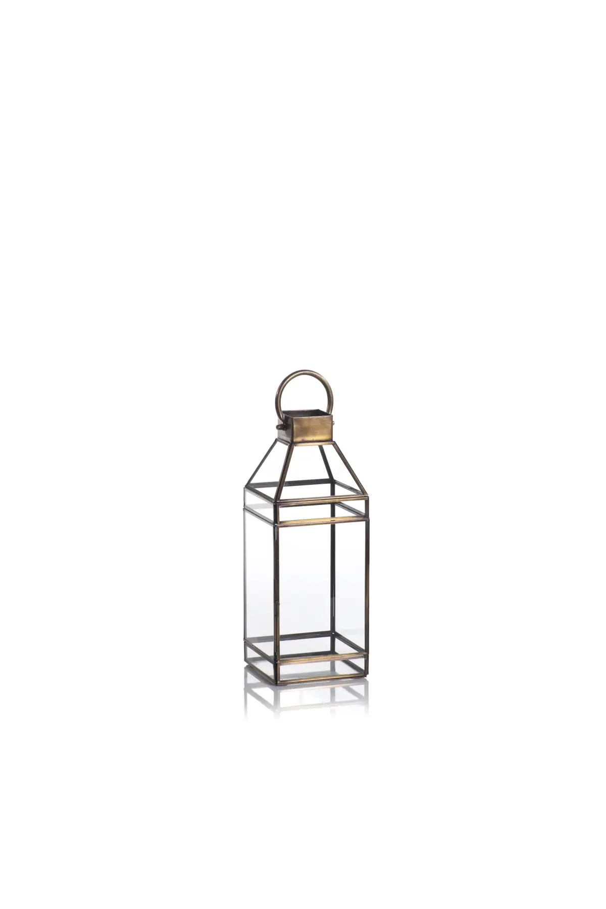 Martino Antique Brass Glass Lantern - 2 Sizes - Image 2