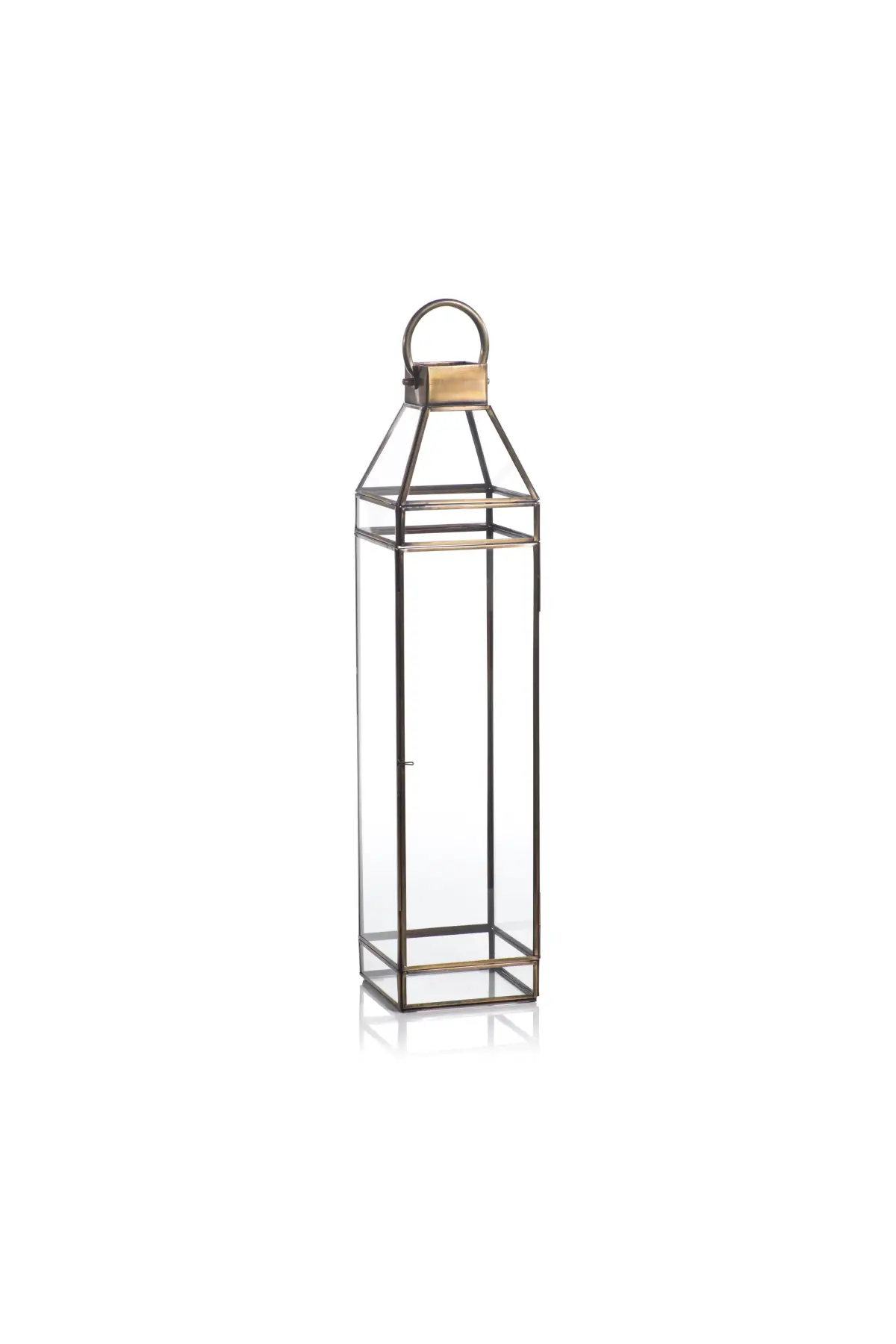 Martino Antique Brass Glass Lantern - 2 Sizes - Image 3