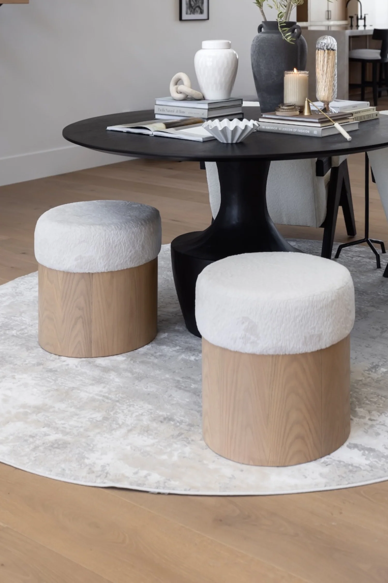 Nimes Velour Fur Ottoman