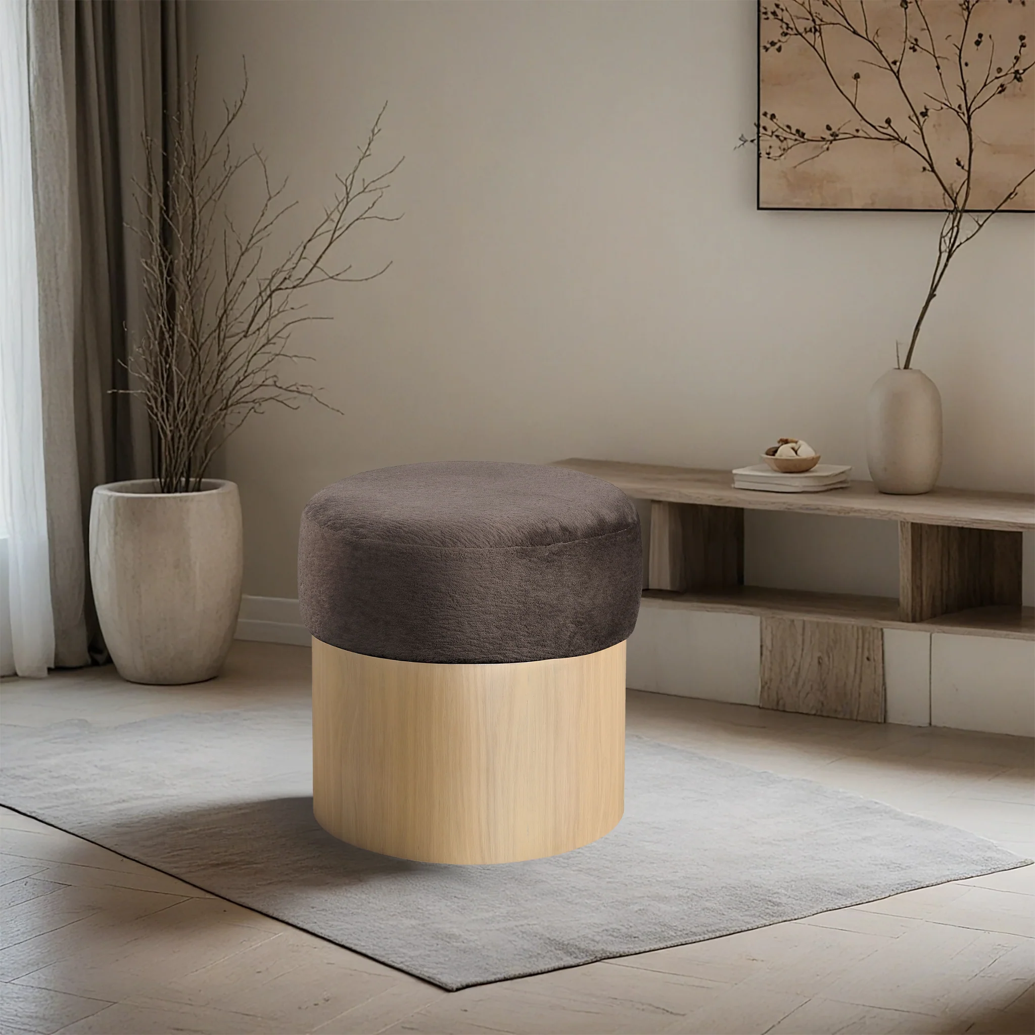 Nimes Velour Fur Ottoman - Image 11