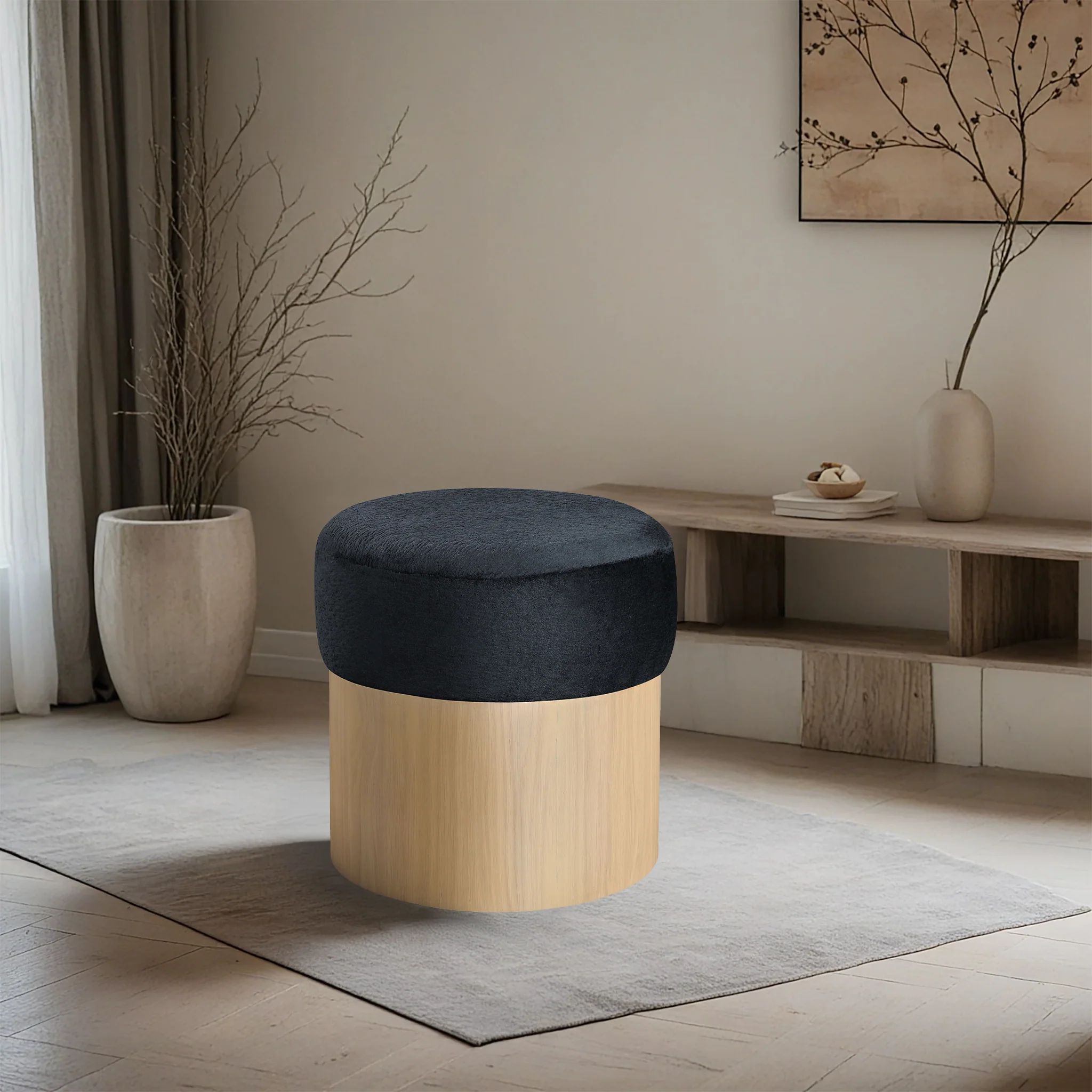 Nimes Velour Fur Ottoman - Image 7