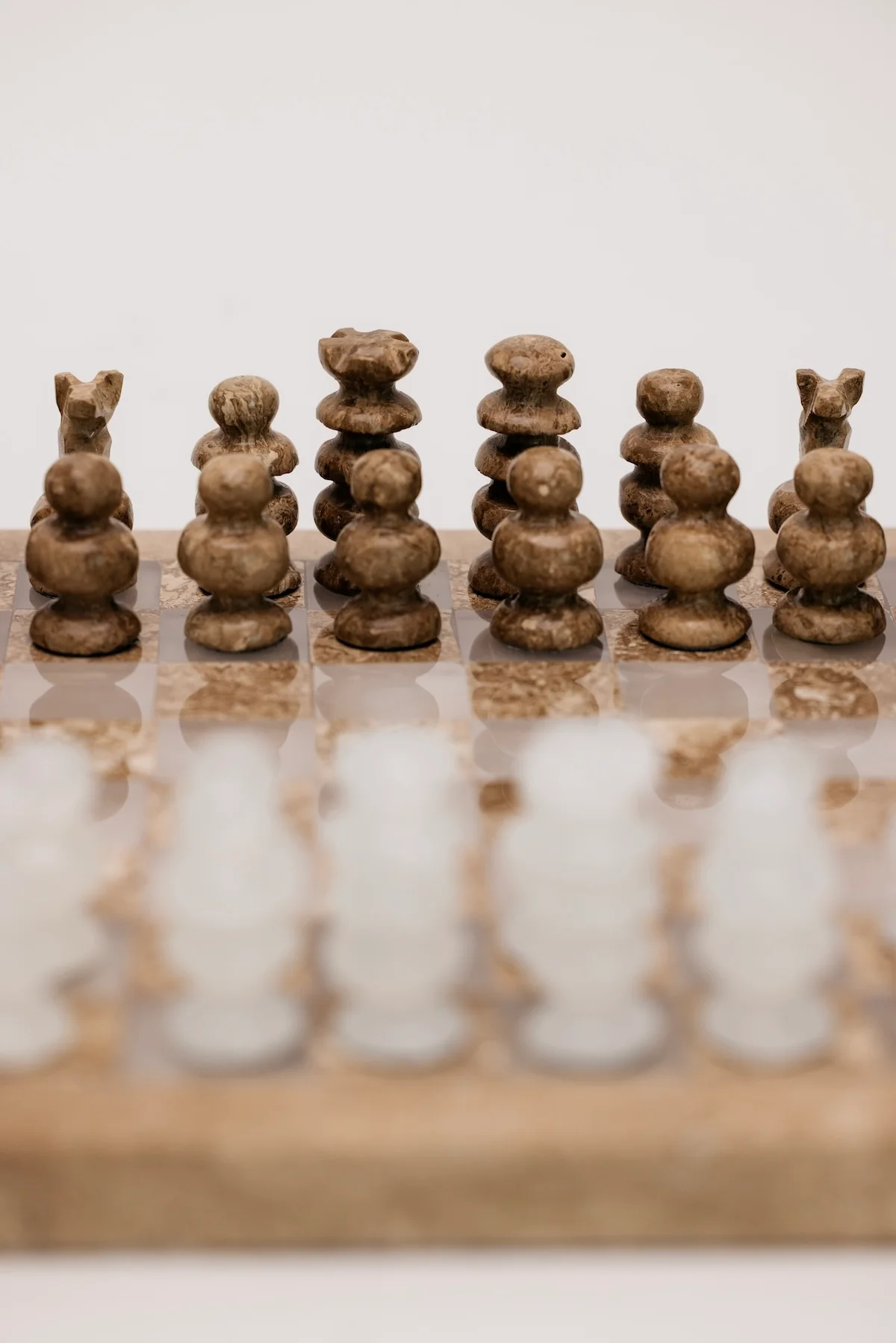 Orion Handmade Chess Set - Brown + White - Image 4