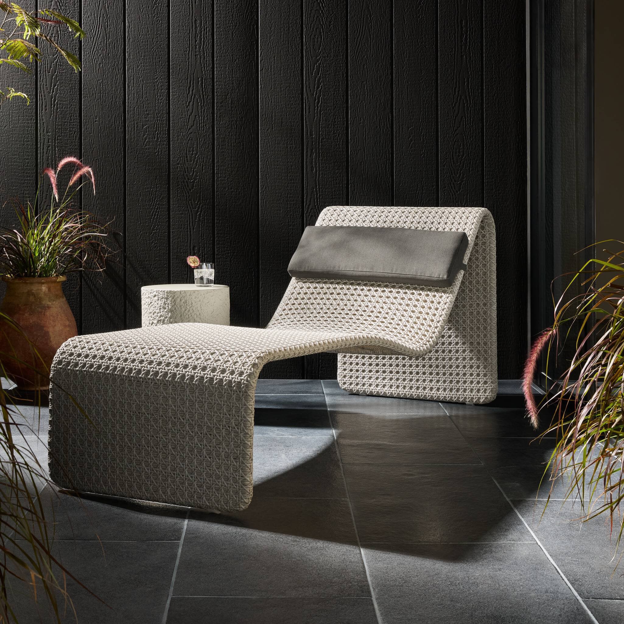 Paige Outdoor Woven Chaise - Brushed Grey - Image 8