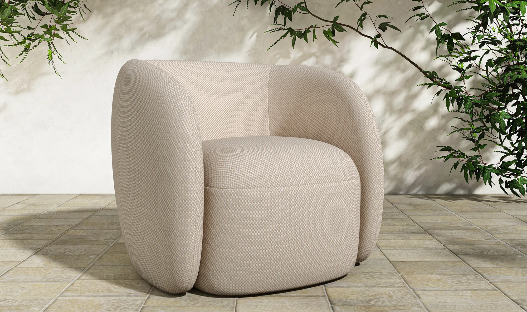 Rae Outdoor Accent Chair - Beige Check - Image 8