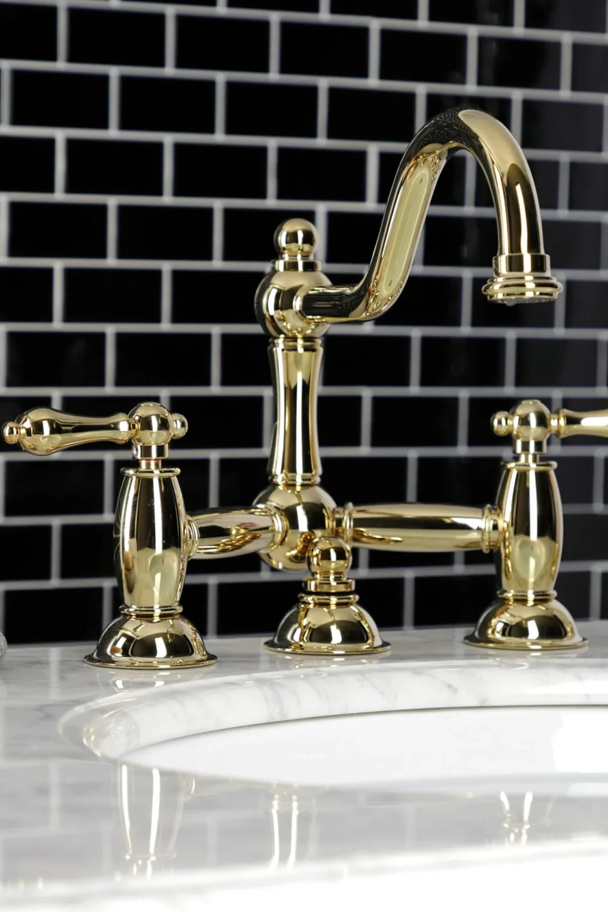 Restoration Bridge Bathroom Faucet with Lever Handles - Image 4
