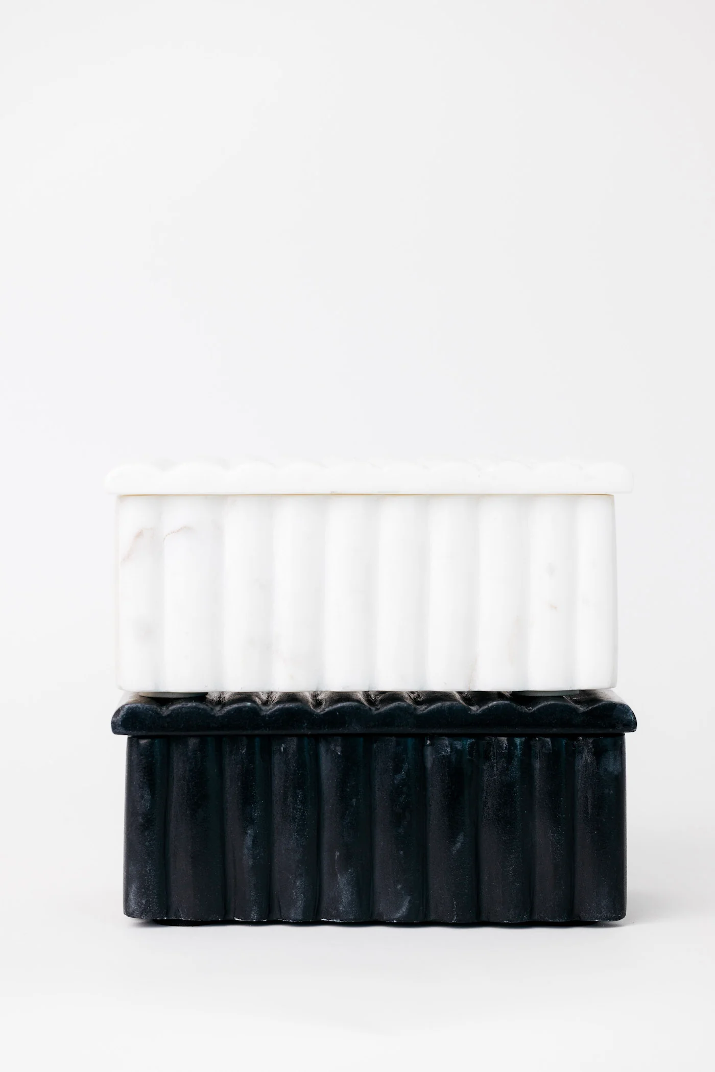 Rochelle Ribbed Marble Box - White - Image 5