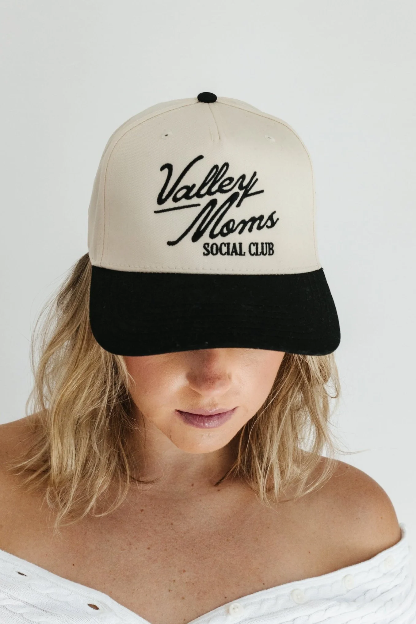 Valley Moms Social Club Hat - Cream + Black - Image 4
