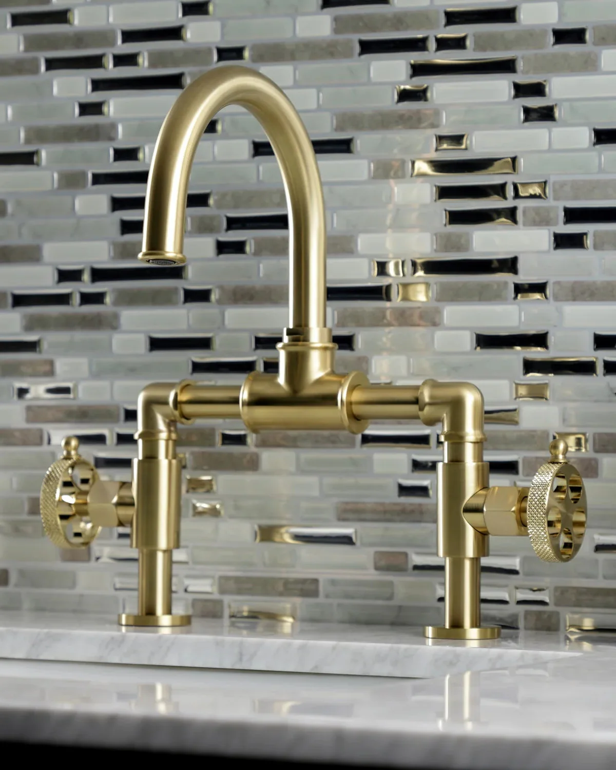 Webb Bridge Bathroom Faucet with Knurled Handle - Image 2